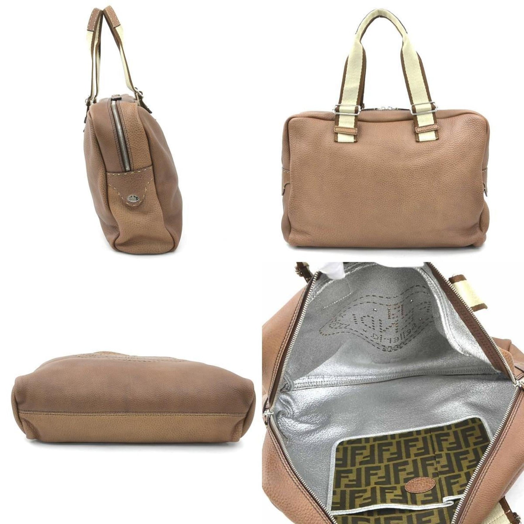 Fendi Selleria handbag in and silver leather canvas women, model