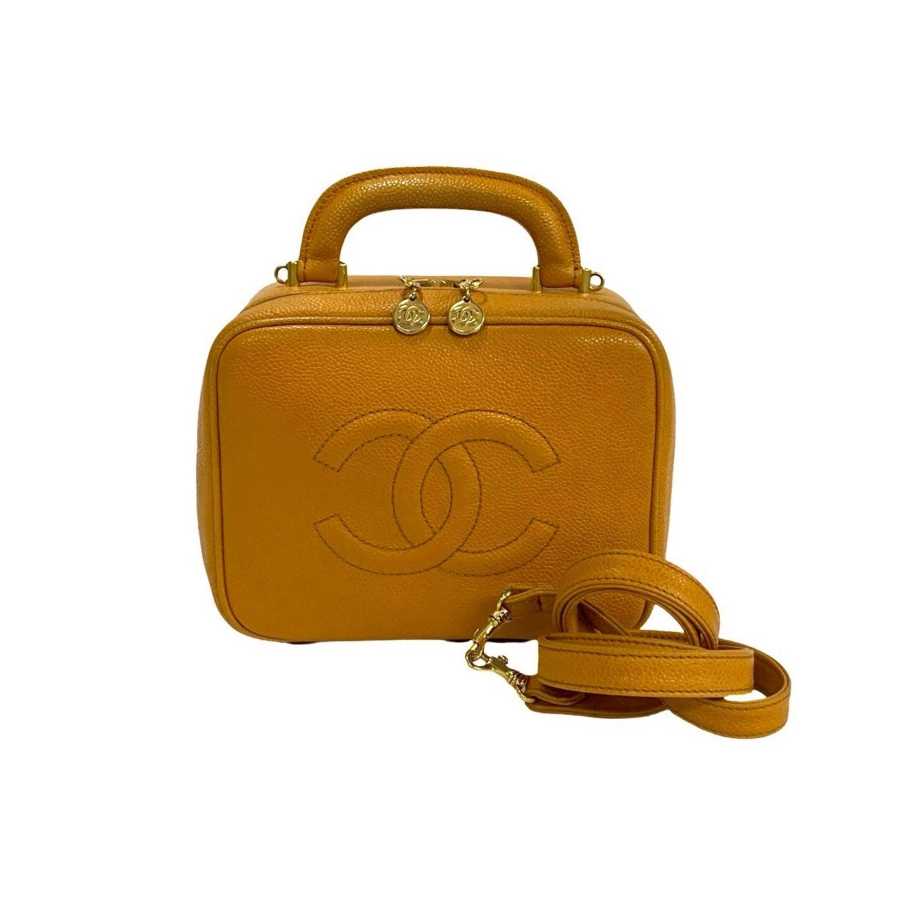 CHANEL Coco Caviar Leather Handbag, Makeup Box, Shoulder Bag