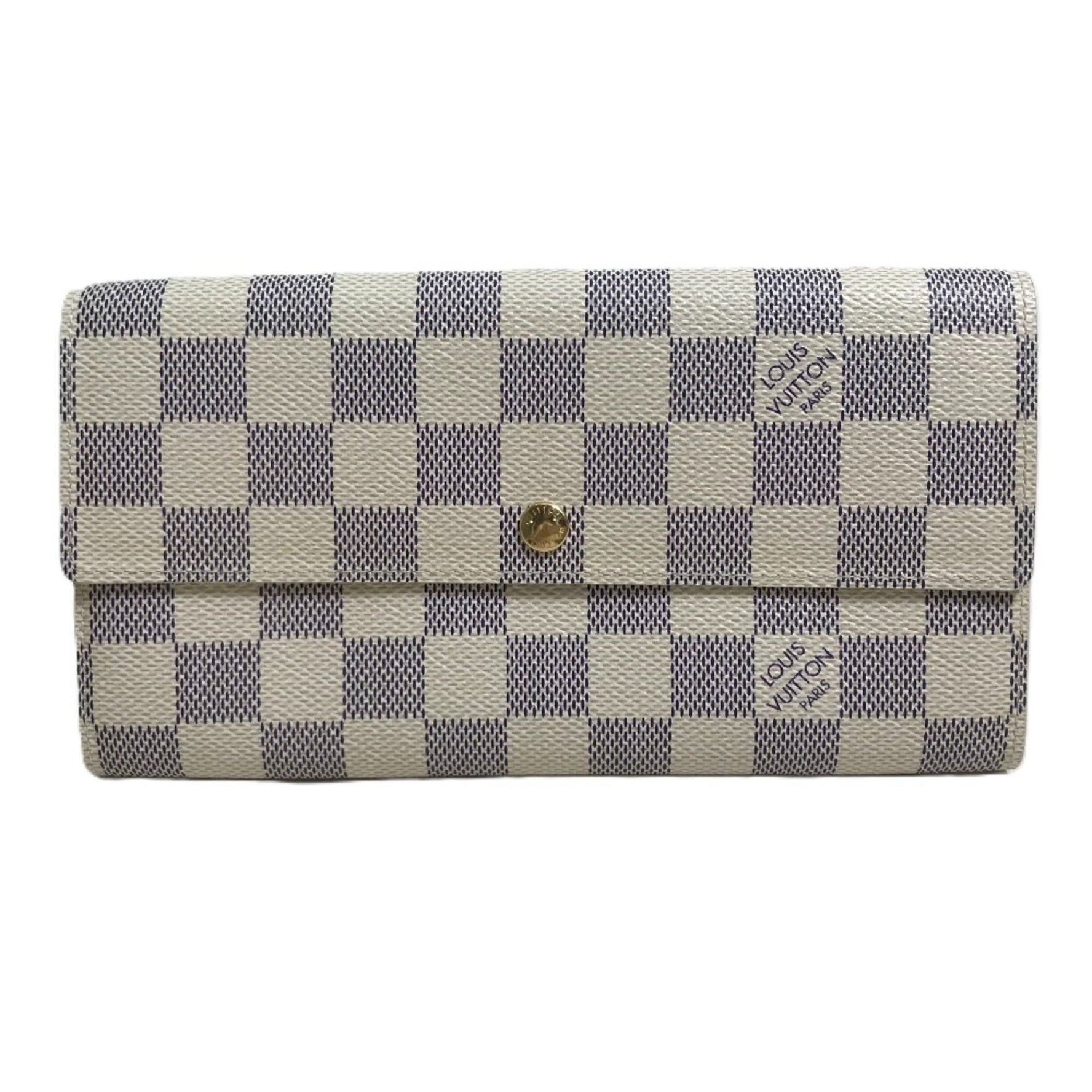 LOUIS VUITTON N61735 Damier Azur Portefeuille Sarah Long Wallet in Canvas, Women's, White