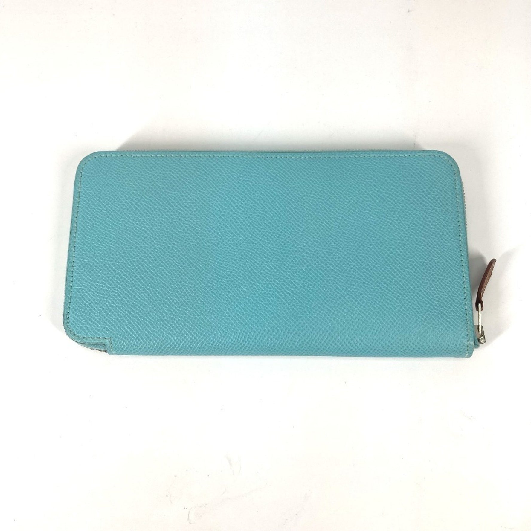 HERMES Azap Long Silk-in Round Zipper Wallet, Epson, Blue Atoll