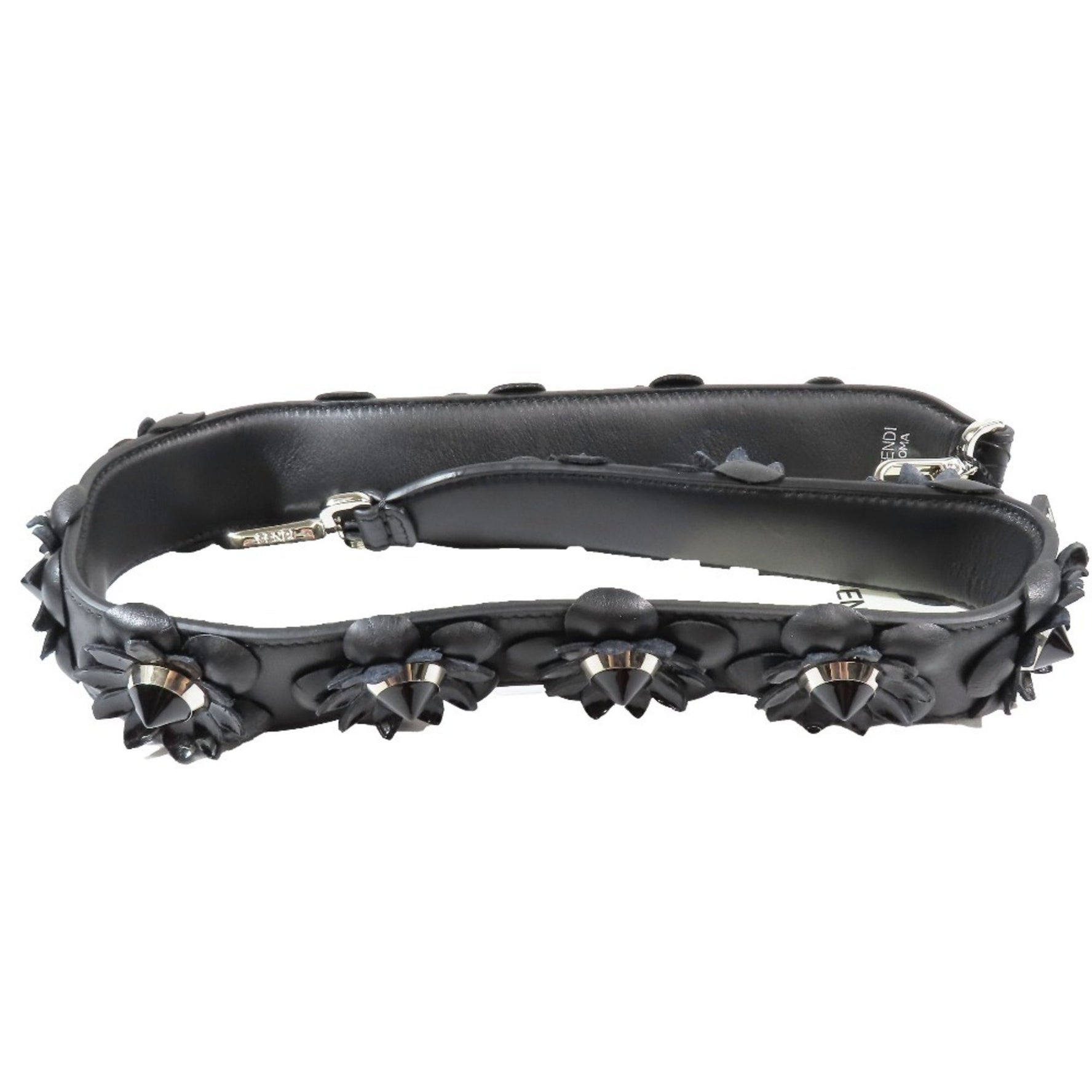 FENDI Strap You Leather Chain Bag Shoulder Flower Studs Accessory
