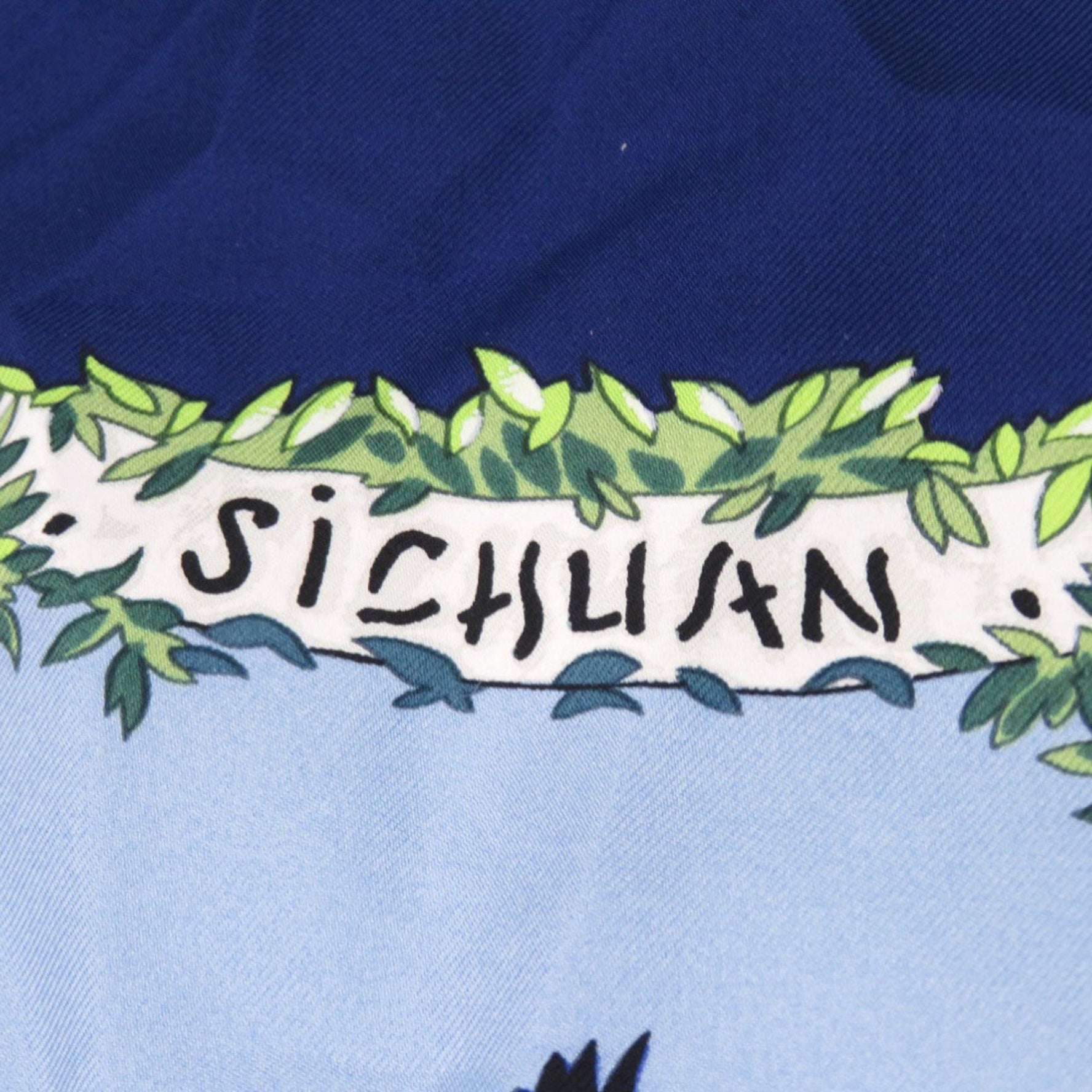 Hermes Hermès Carré 90 SICHUAN Silk Scarf, Blue, 0124, from Sichuan Province