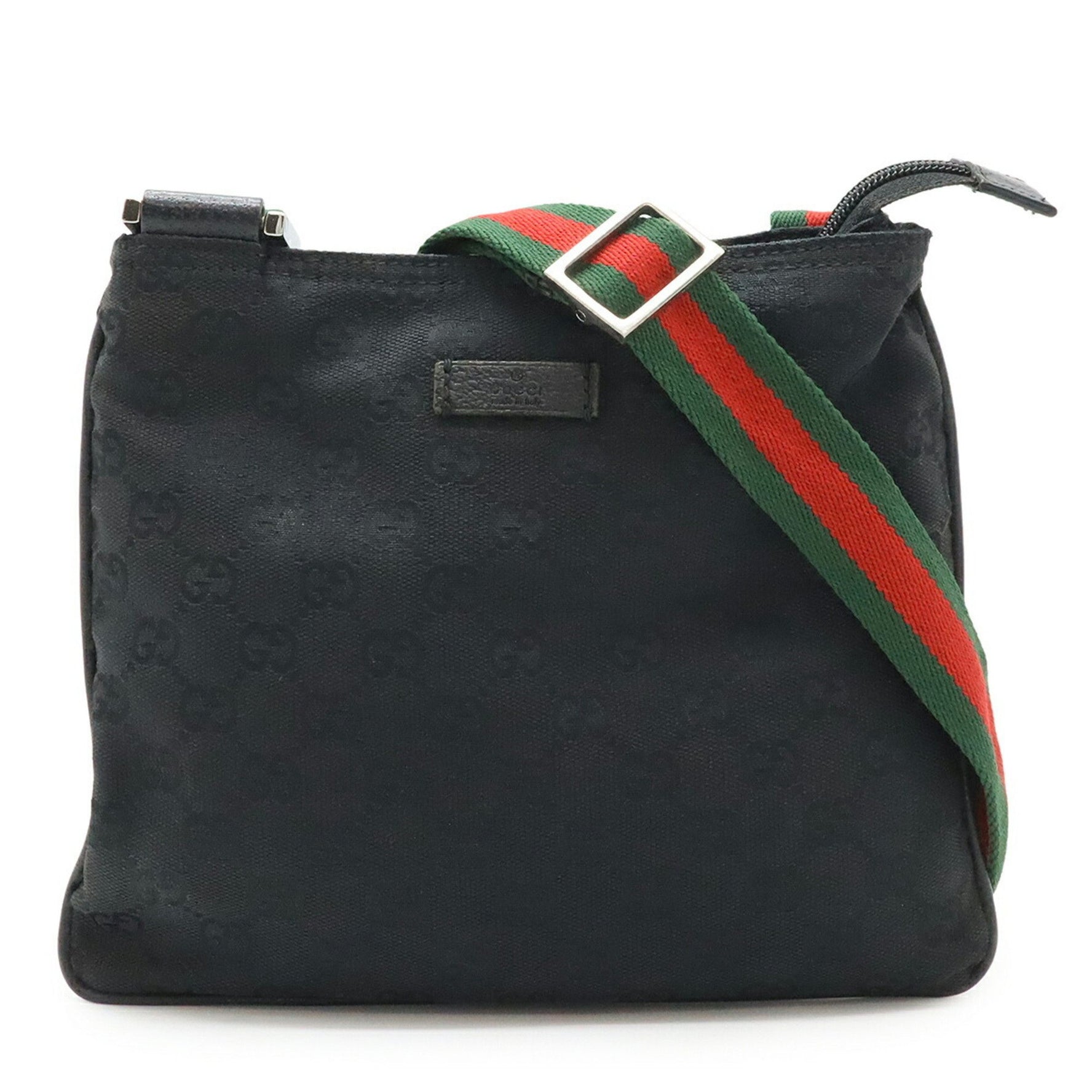 GUCCI GG Canvas Sherry Line Web Shoulder Bag Pochette Black Green Red