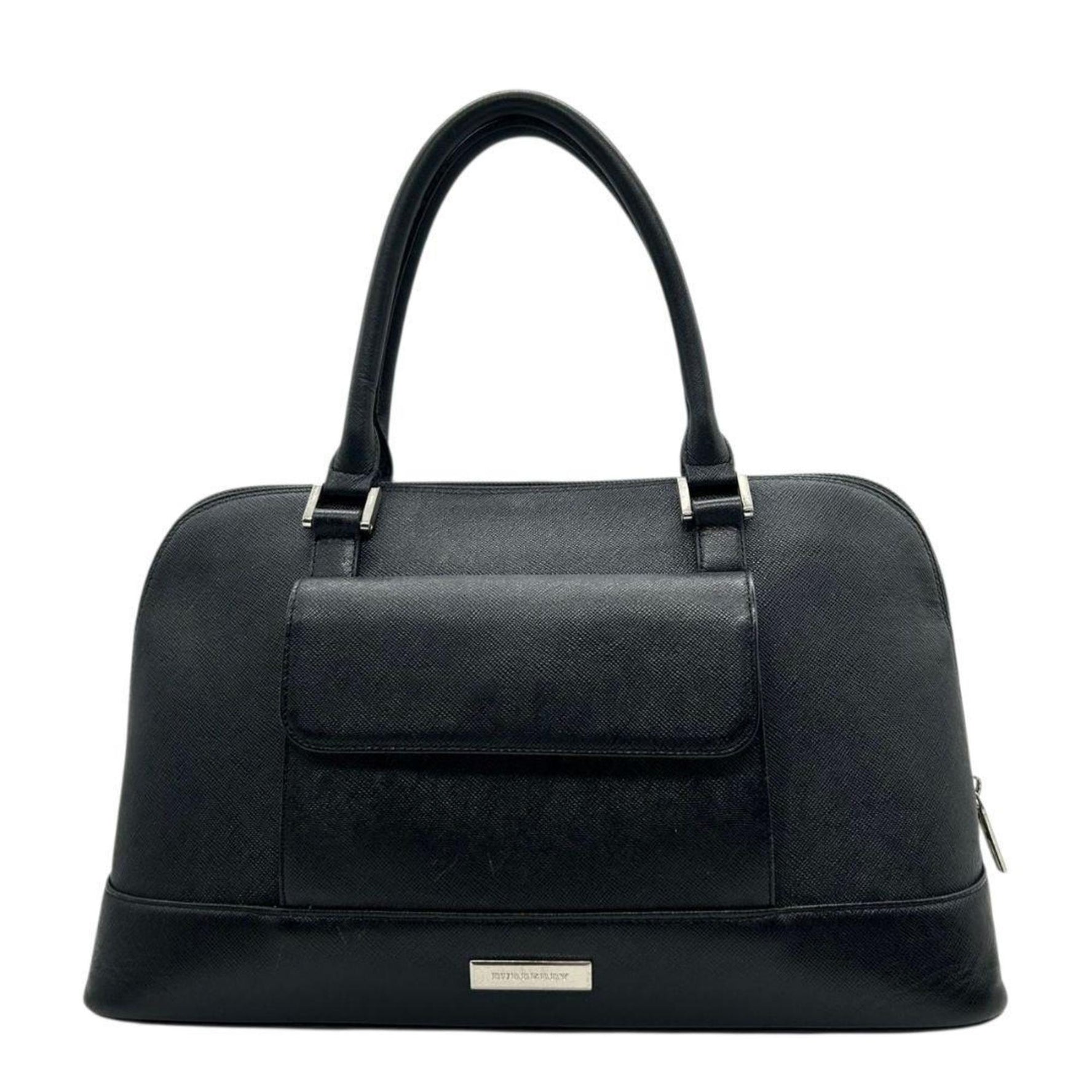 Burberry handbag, logo plate, flap C tote bag, silver hardware.