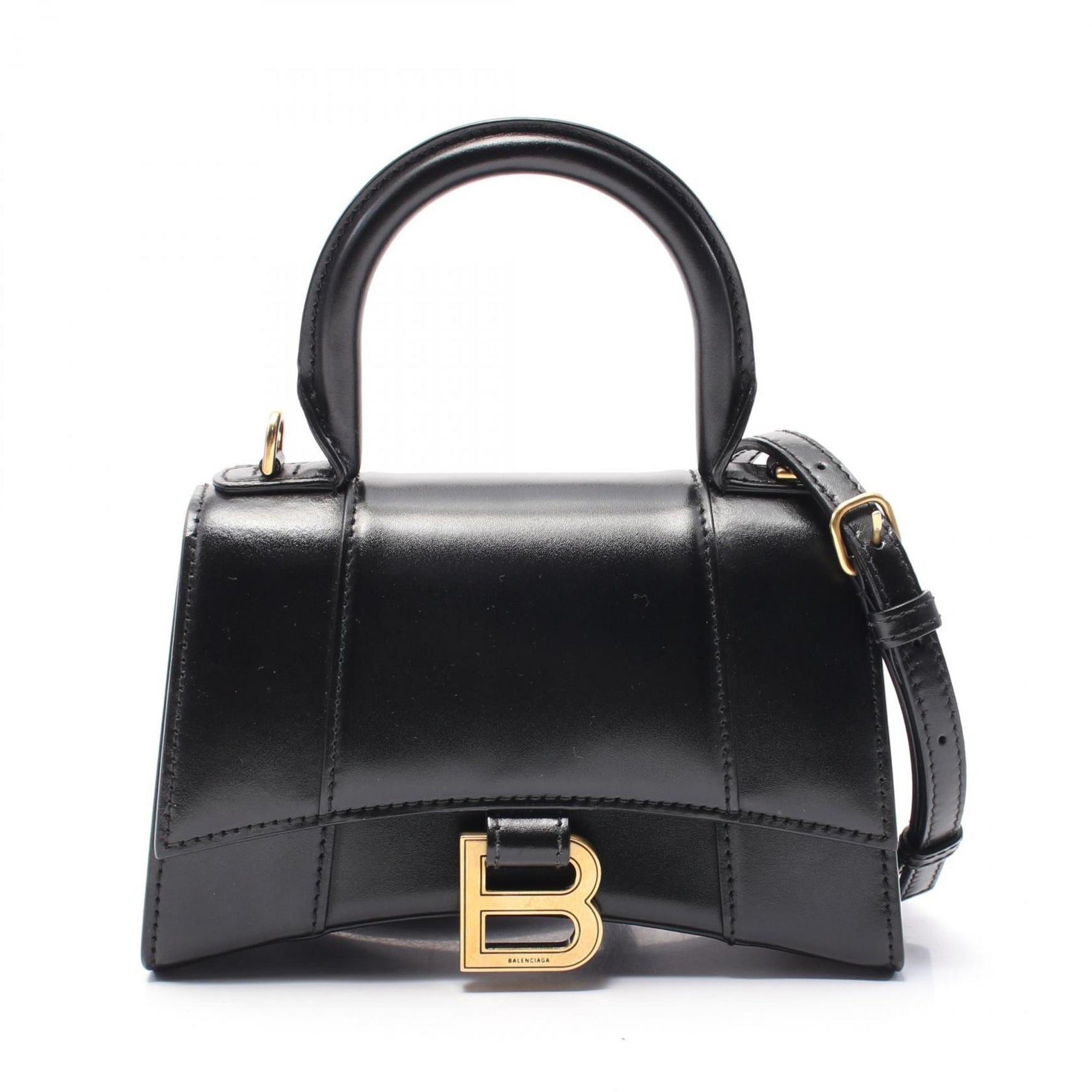BALENCIAGA HOURGLASS XS Handbag Bag Leather Women's Black