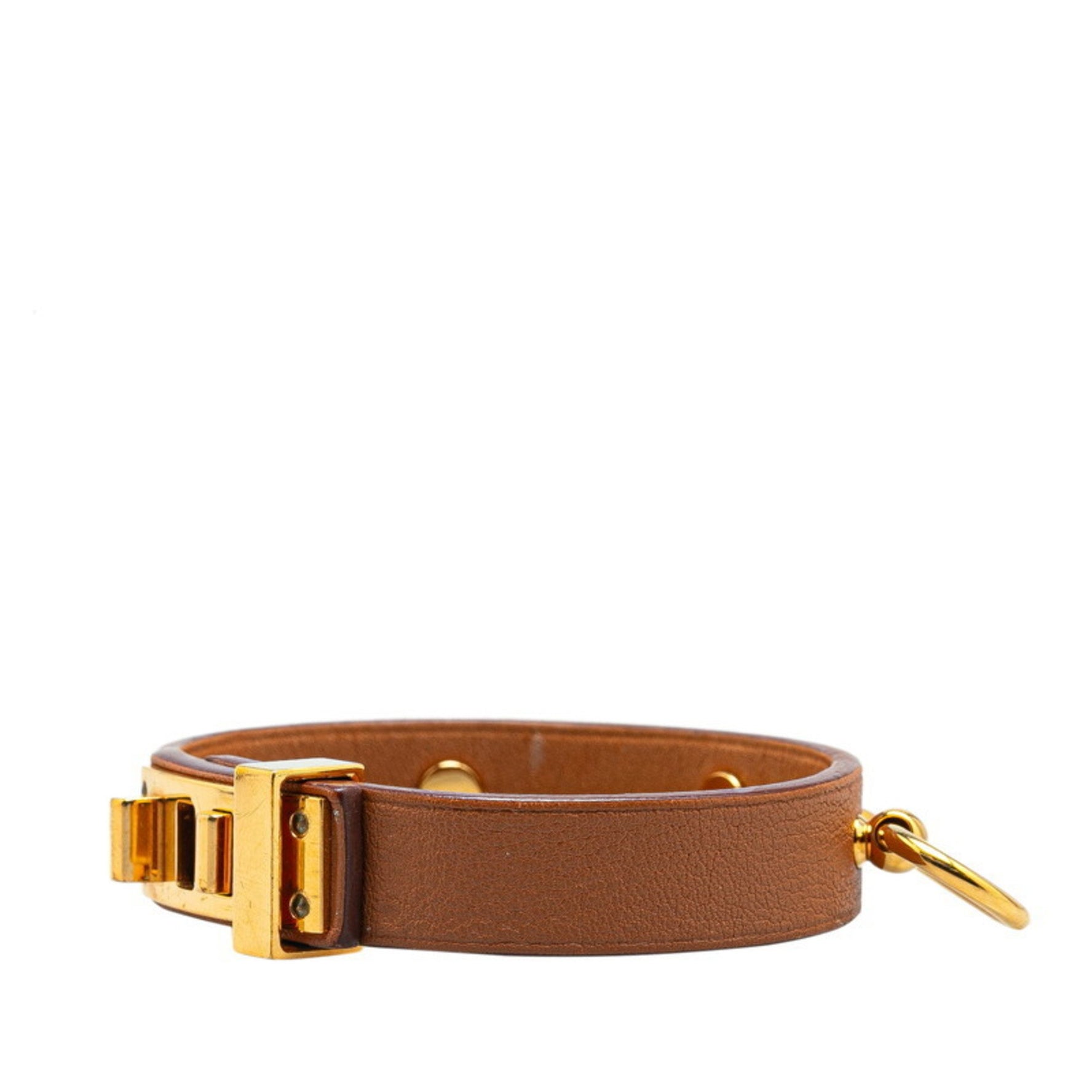 Hermes Dog Anneau Bracelet Size: Brown Gold Leather Women's HERMES
