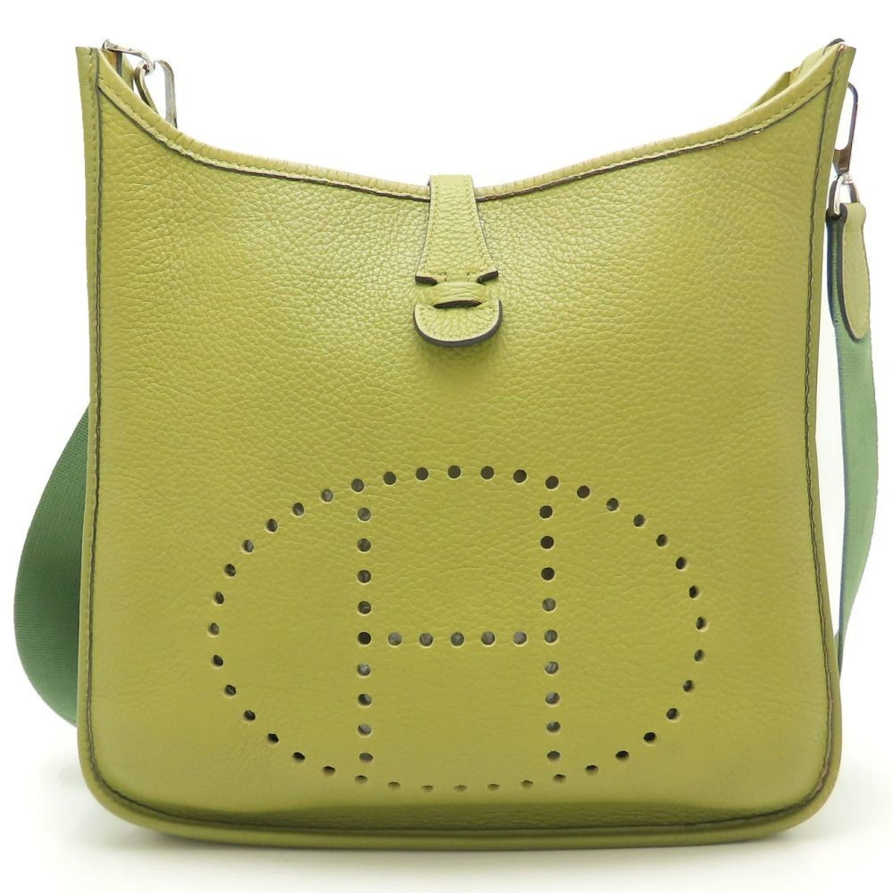 HERMES Evelyn 2 PM Shoulder Bag, Evelyn, H Stamp, 2004, Taurillon Clemence Chartreuse, Green,