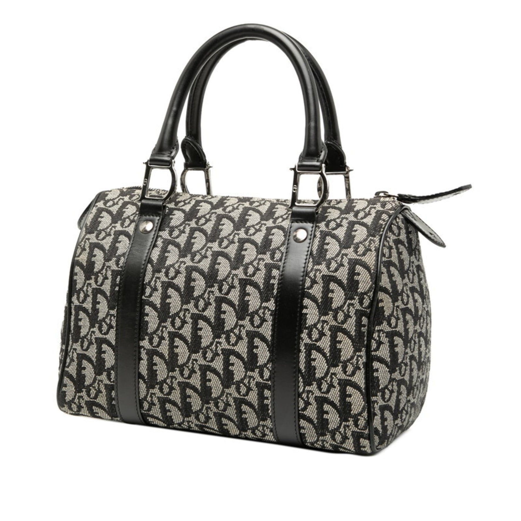 Christian Dior Dior Trotter Handbag Mini Boston Bag Canvas Leather