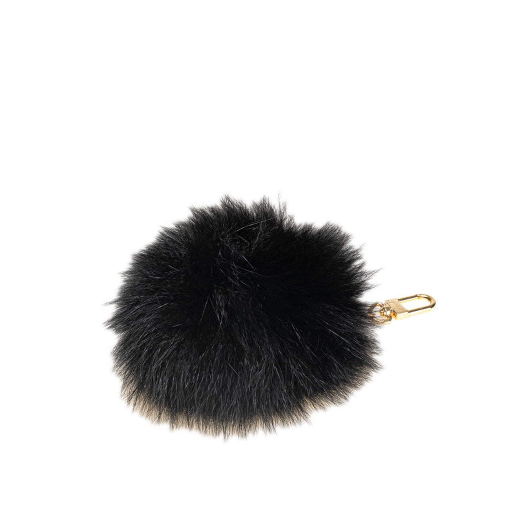 Louis Vuitton Fuzzy Bubble Fur Bag Charm Keychain Black with Gold Hardware