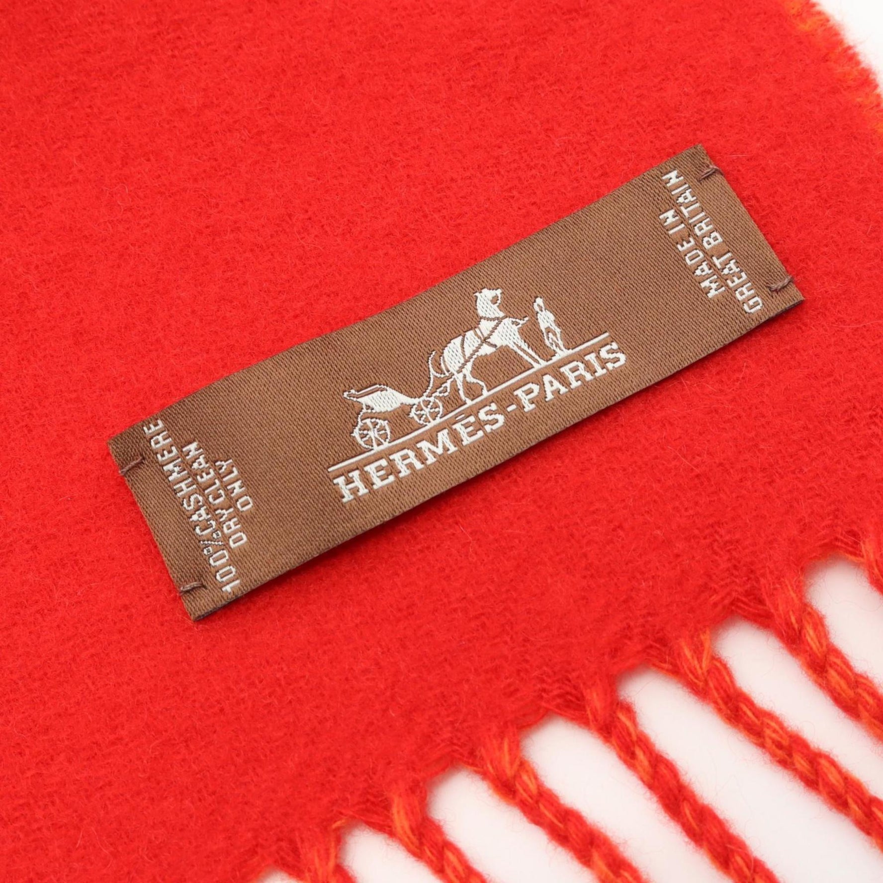 Hermes Hermès Kazak Zigzag Cashmere Scarf in Red and Orange