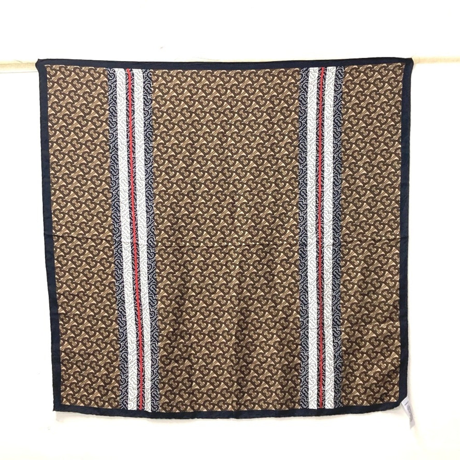 BURBERRY TB logo muffler/scarf silk men's women's brown