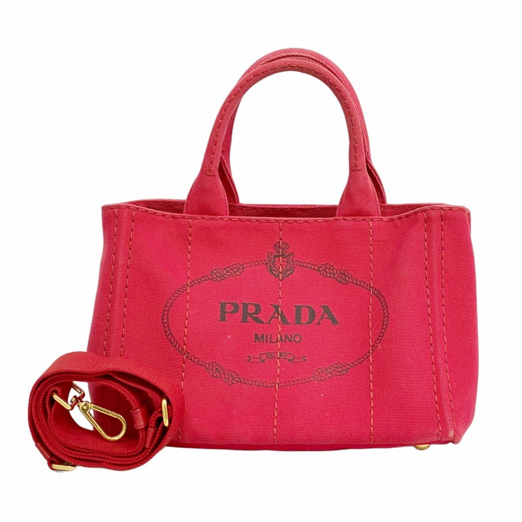 Prada Canapa Canvas Handbag, Red, Bag