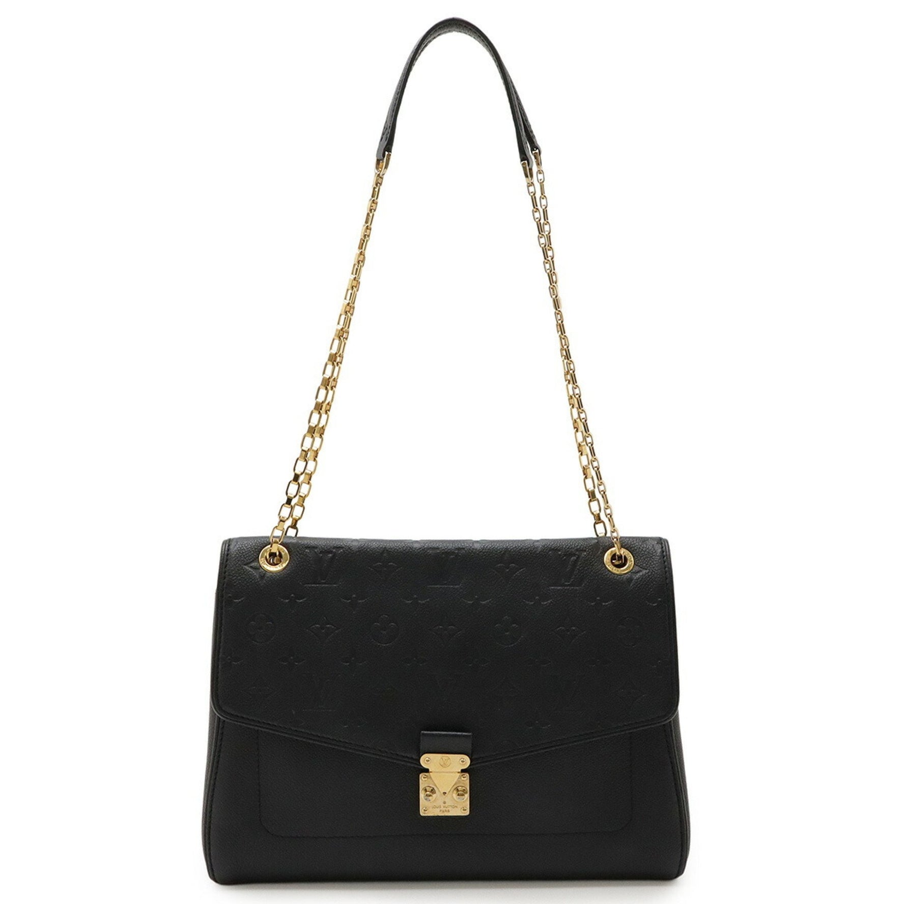 LOUIS VUITTON Monogram Empreinte Saint-Germain MM Chain Shoulder Bag in Noir and Black