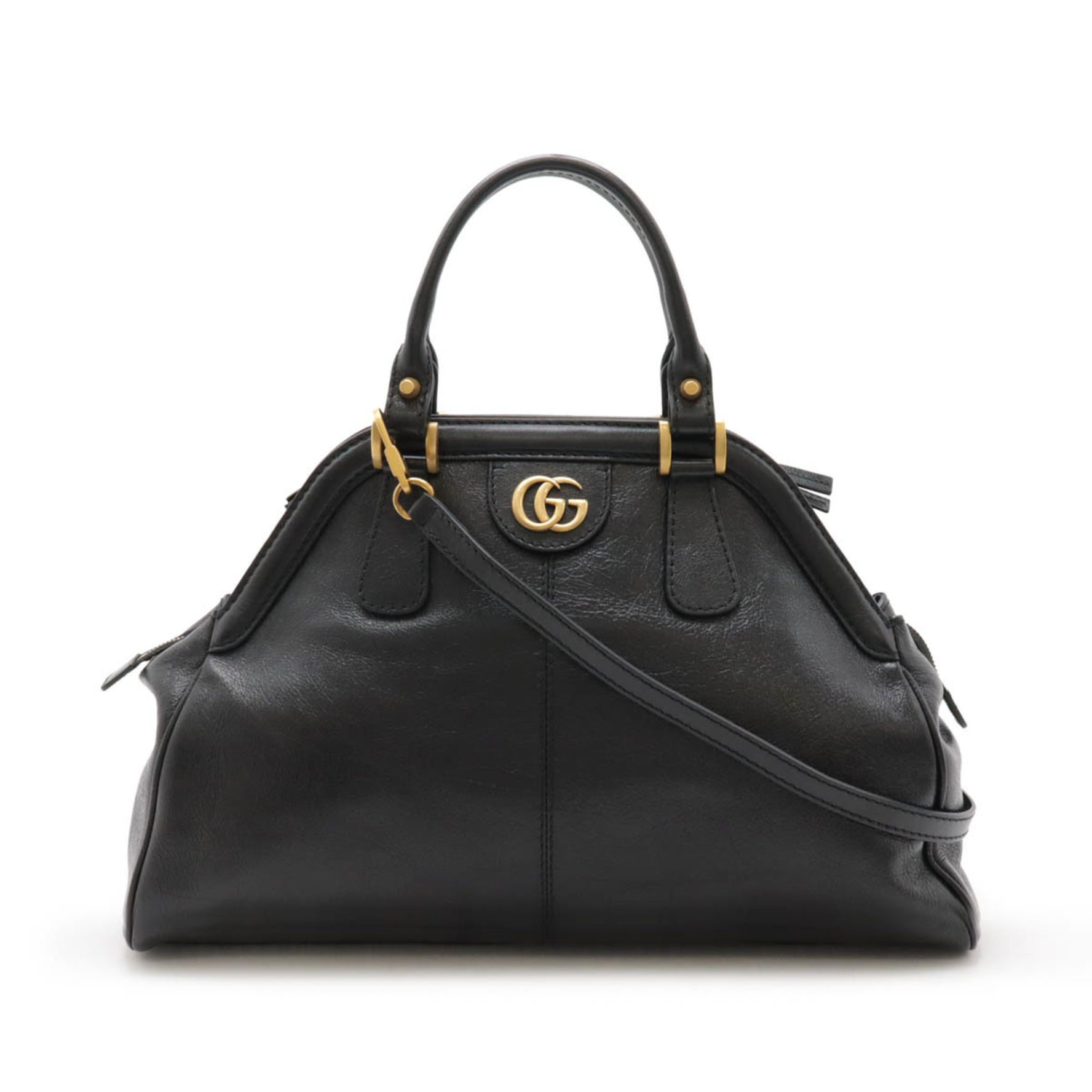 GUCCI Gucci Liber Medium Handbag Shoulder Bag Leather Black