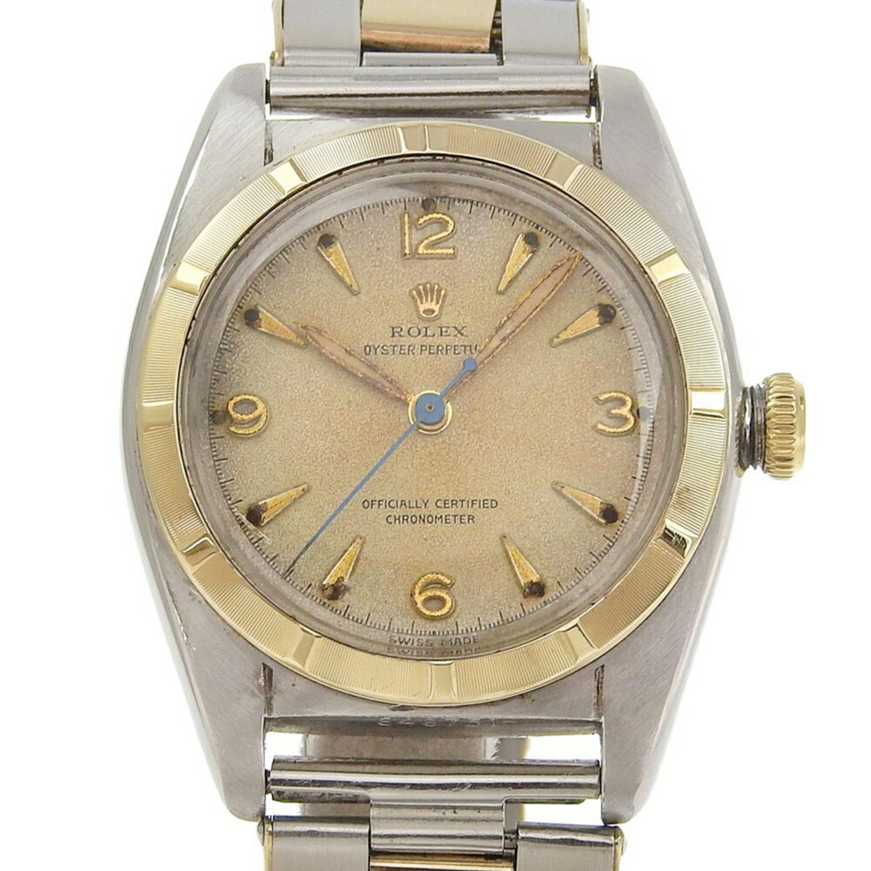 Rolex Oyster Perpetual Watch Bubble Back No. 6 5010 Stainless Steel Automatic Beige Dial