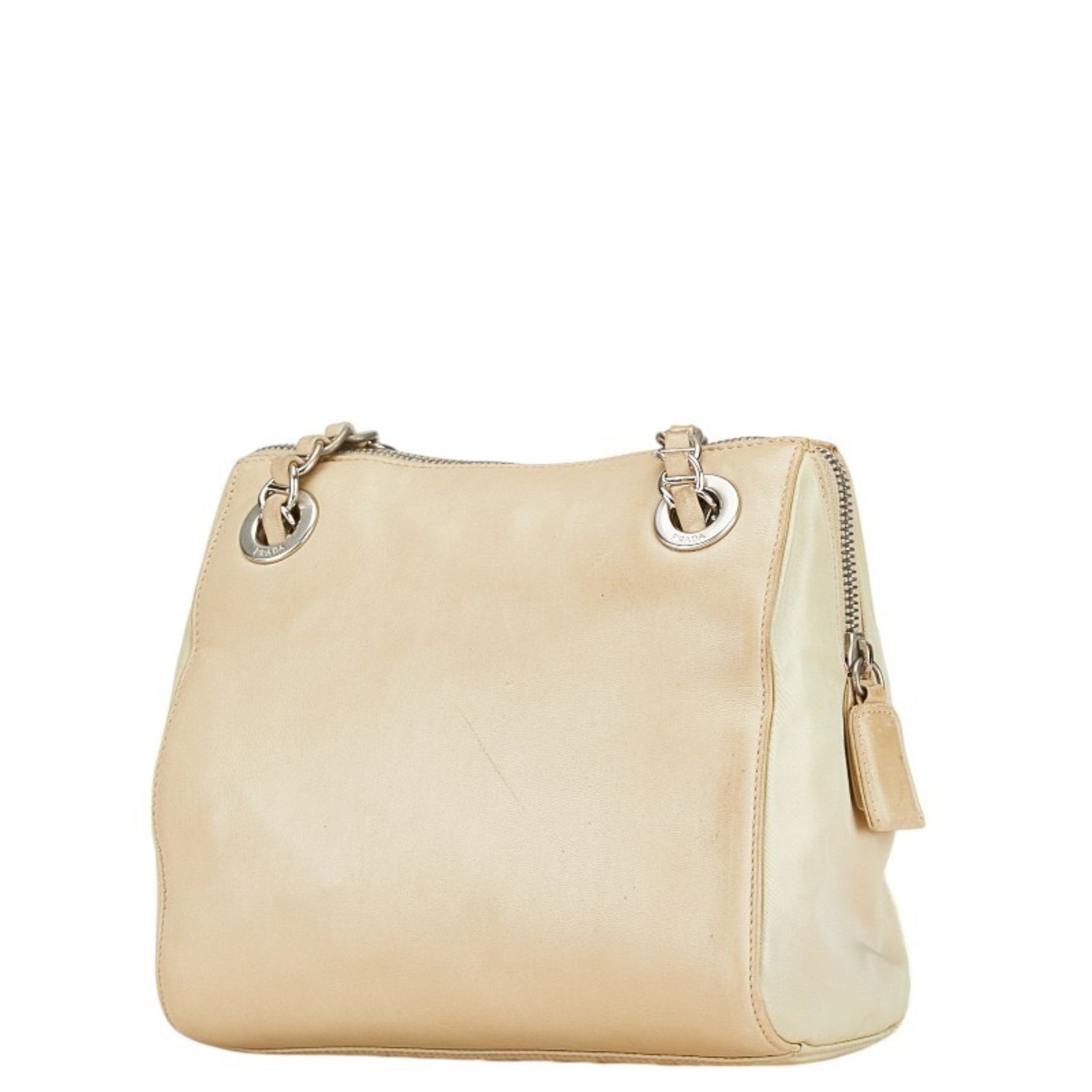 Prada Chain Shoulder Bag Lino Leather Nylon