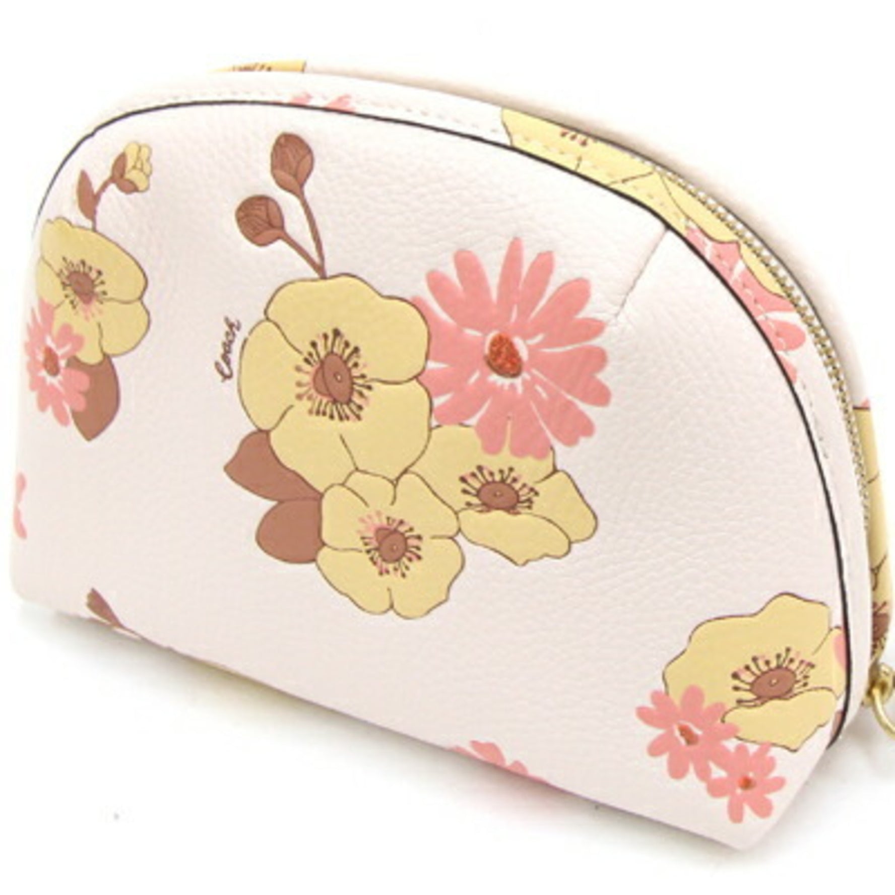 Coach Pouch Light Pink Leather Flower