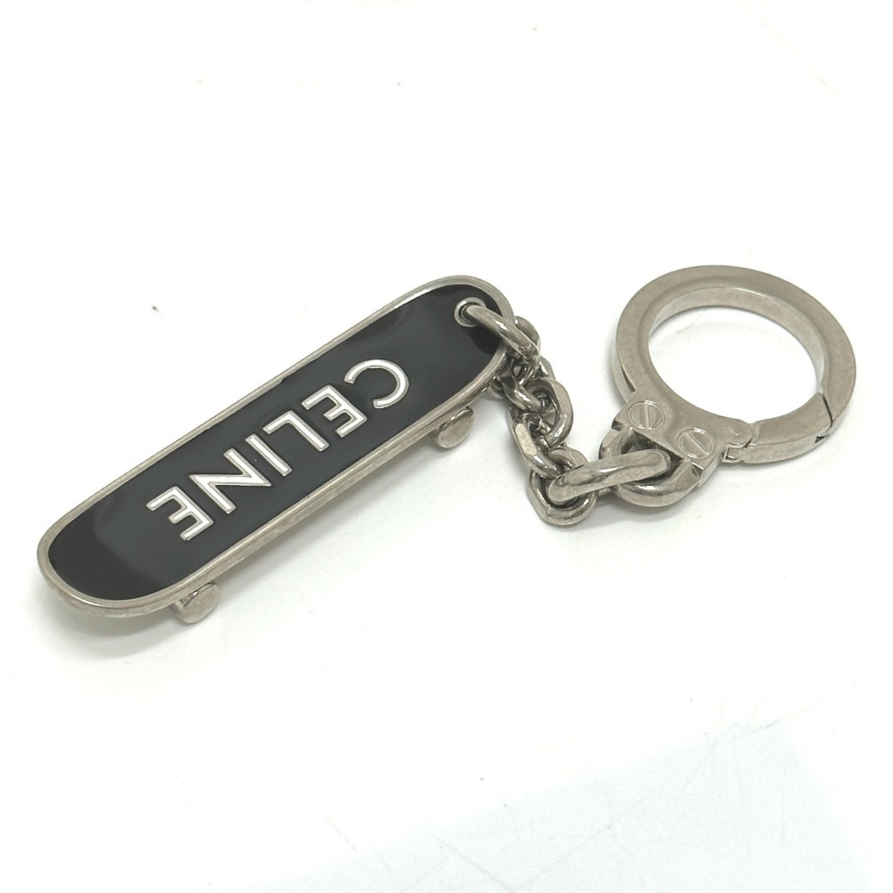 CELINE Skateboard Bag Charm Keychain Metal Black