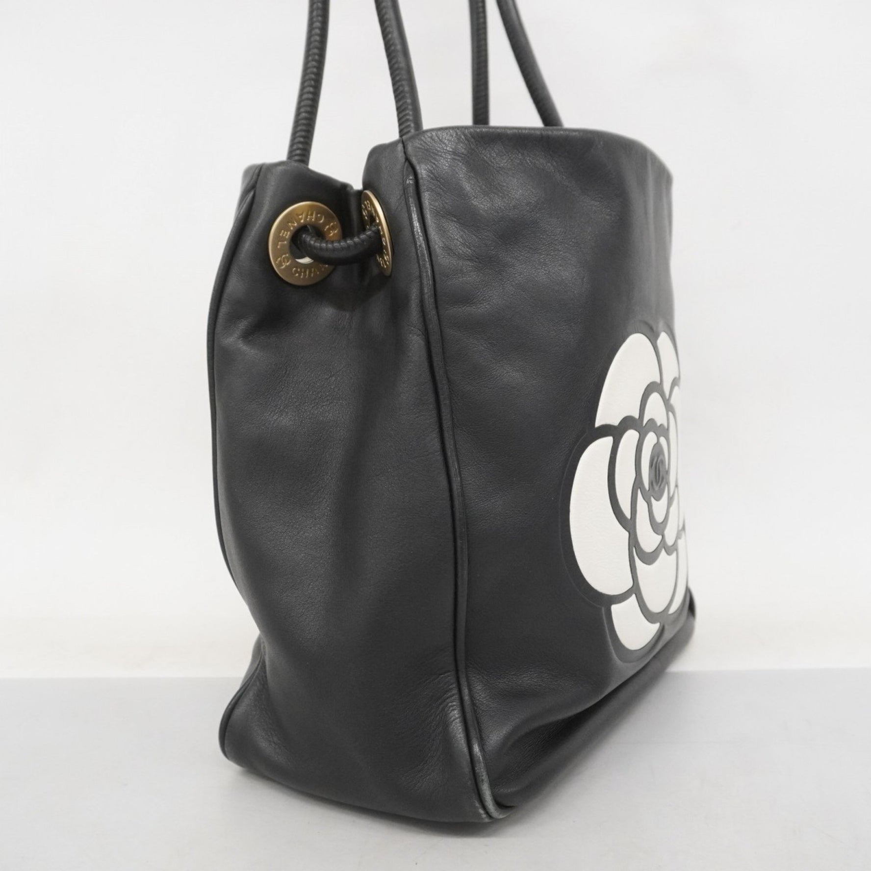 Chanel Camellia Tote Bag in Lambskin, Black, White, and Champagne