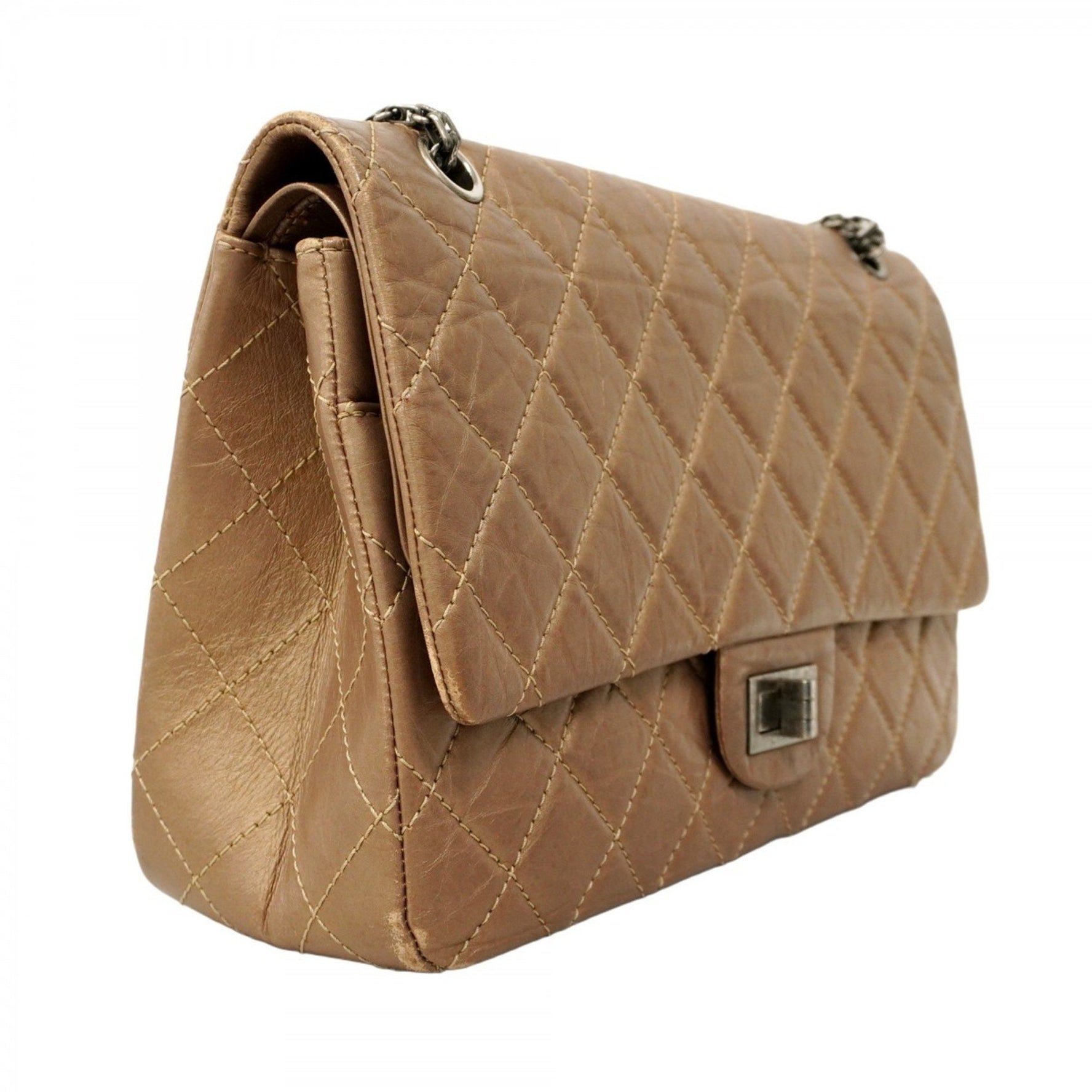 Chanel Shoulder Bag 2.55 Matelasse Double Flap Chain Lambskin Gold