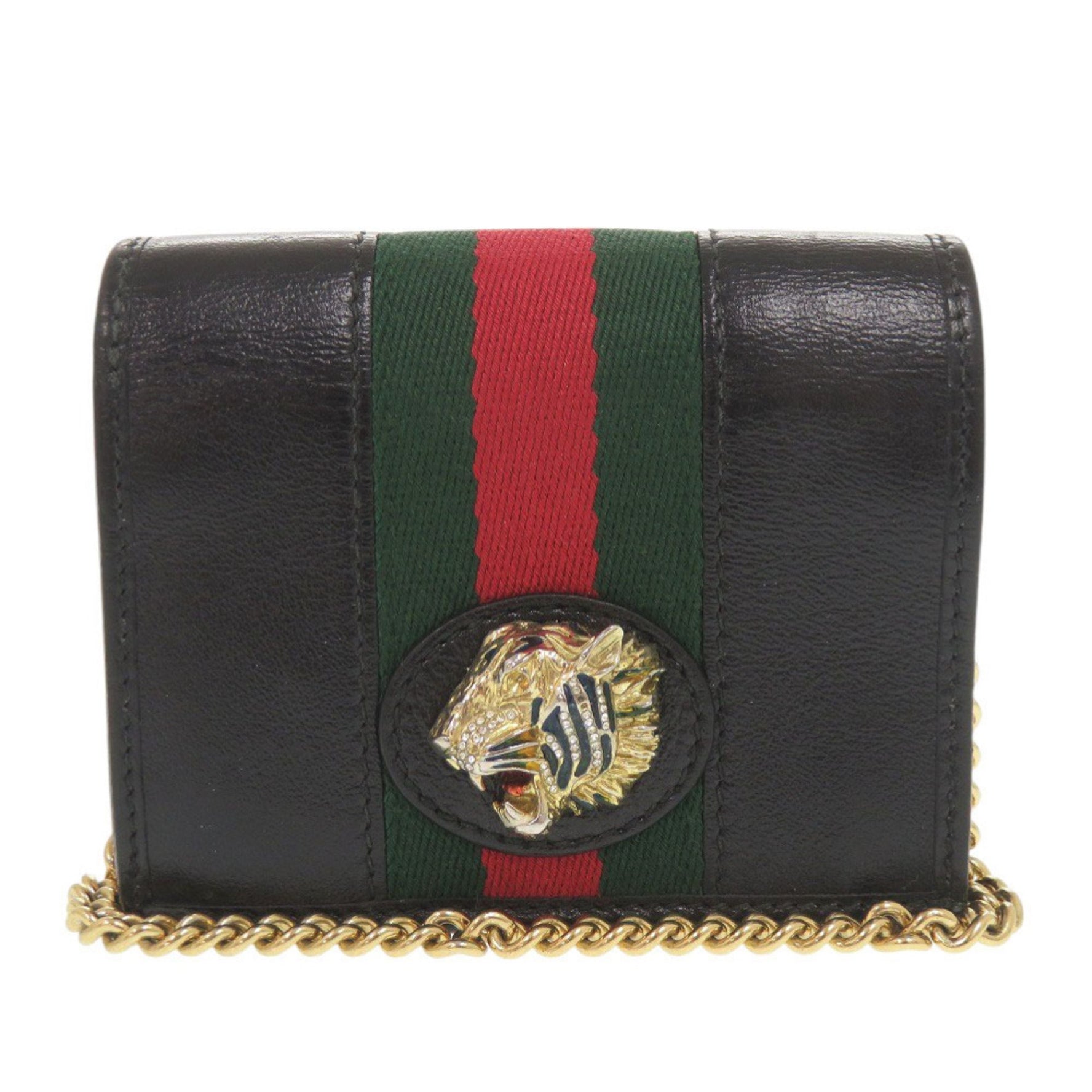 Gucci Raja Leather Bifold Wallet with Chain, 1114