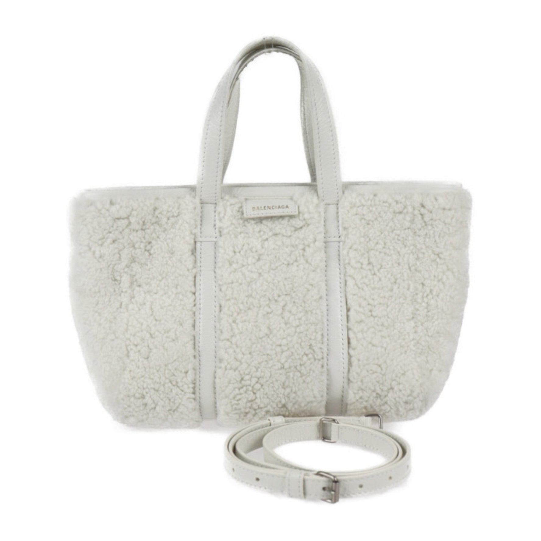 BALENCIAGA Balenciaga Balbes Small handbag mouton leather white 2WAY