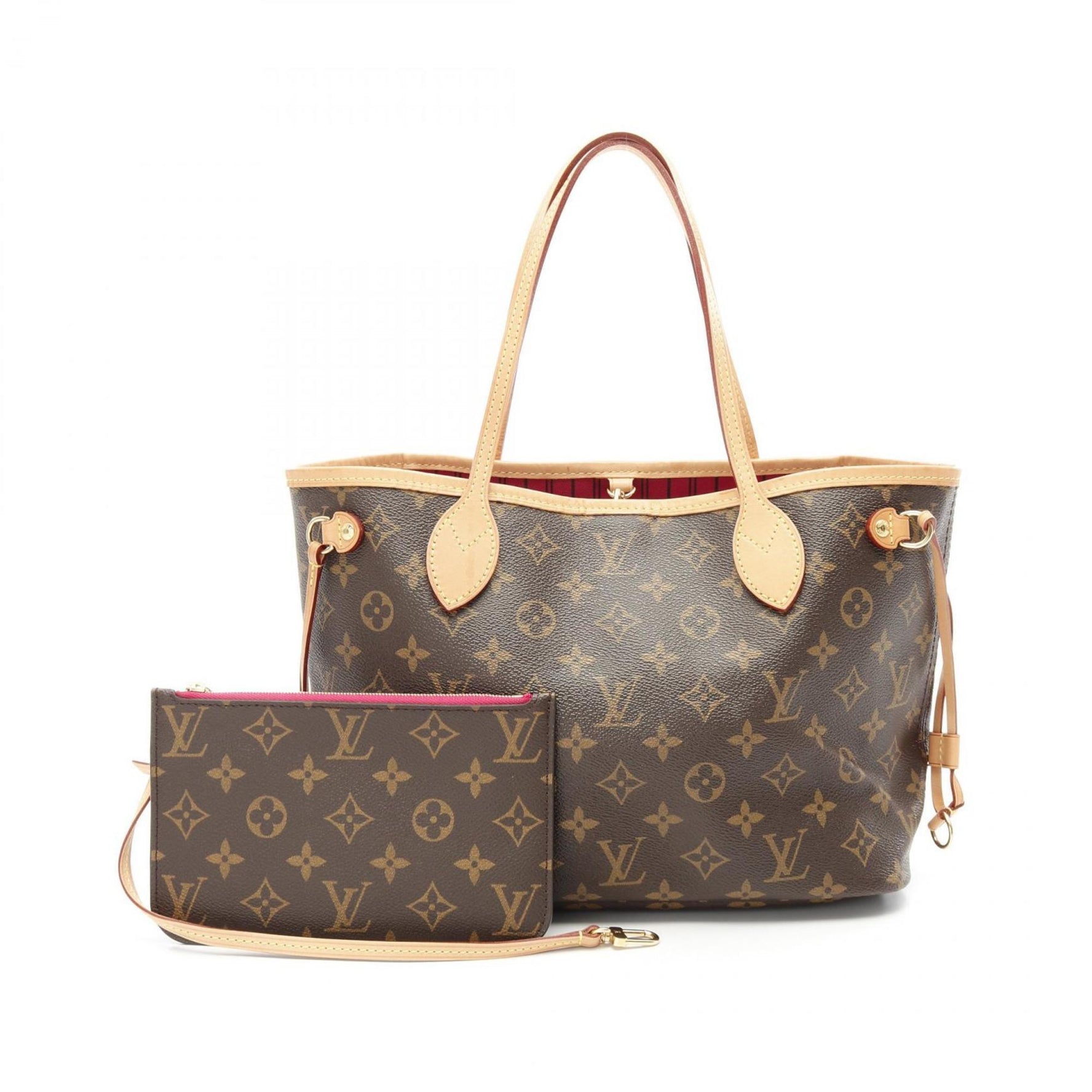 Louis Vuitton Neverfull PM Tote Bag Coated Canvas Leather Monogram Brown