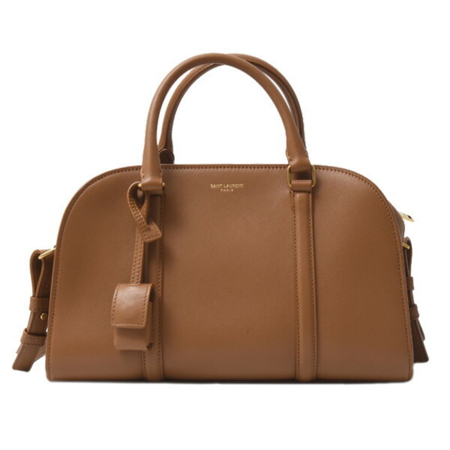 Saint Laurent Women's Baby Duffle Lock Handbag Shoulder Leather Brown SAINT LAURENT