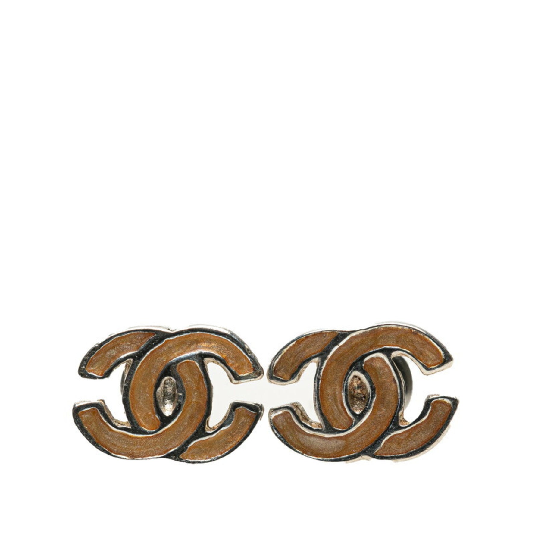 CHANEL Coco Mark Earrings in Silver and Yellow Metal