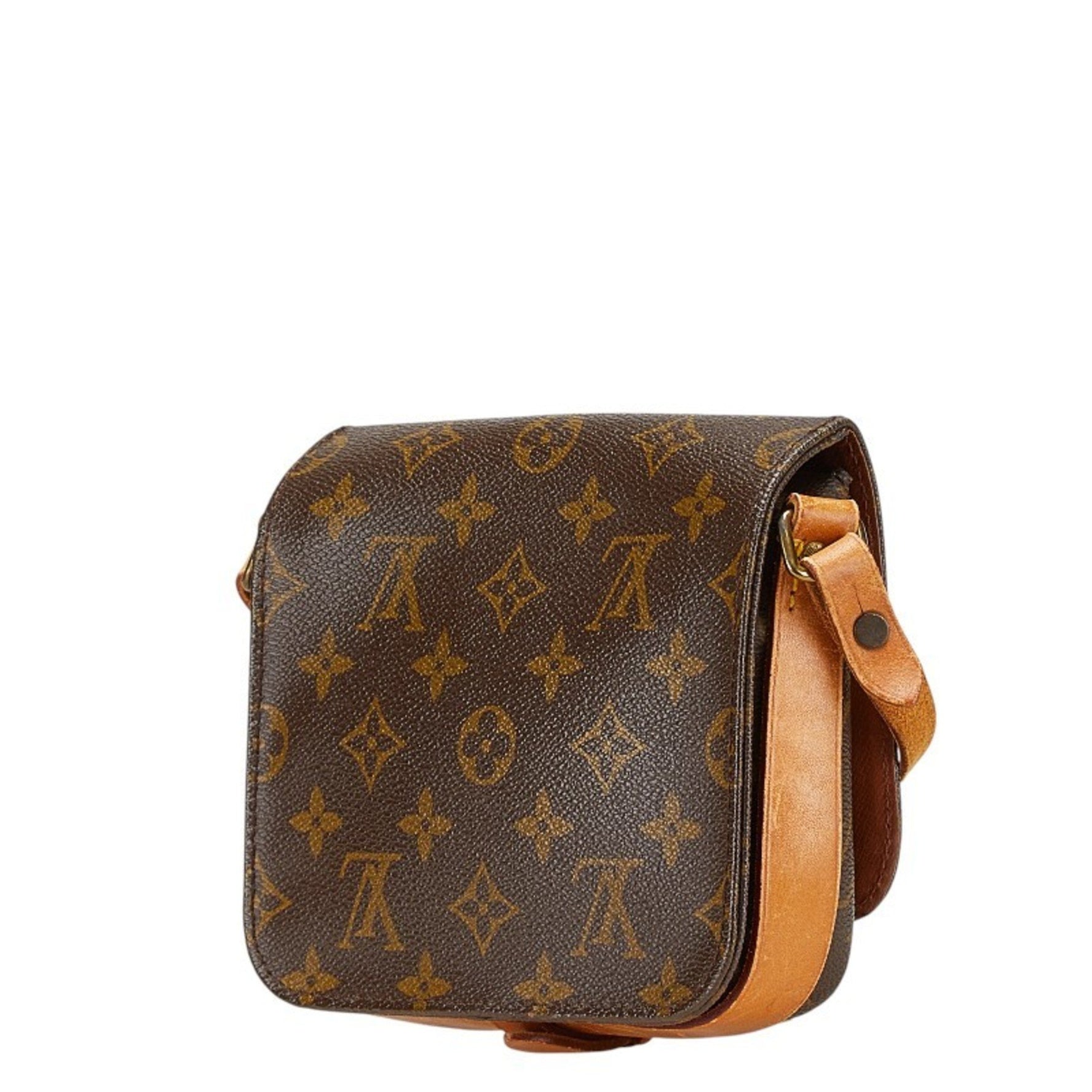 Louis Vuitton Monogram Mini Cartouchiere Crossbody Shoulder Bag M51254 Brown PVC Leather Women's LOUIS VUITTON
