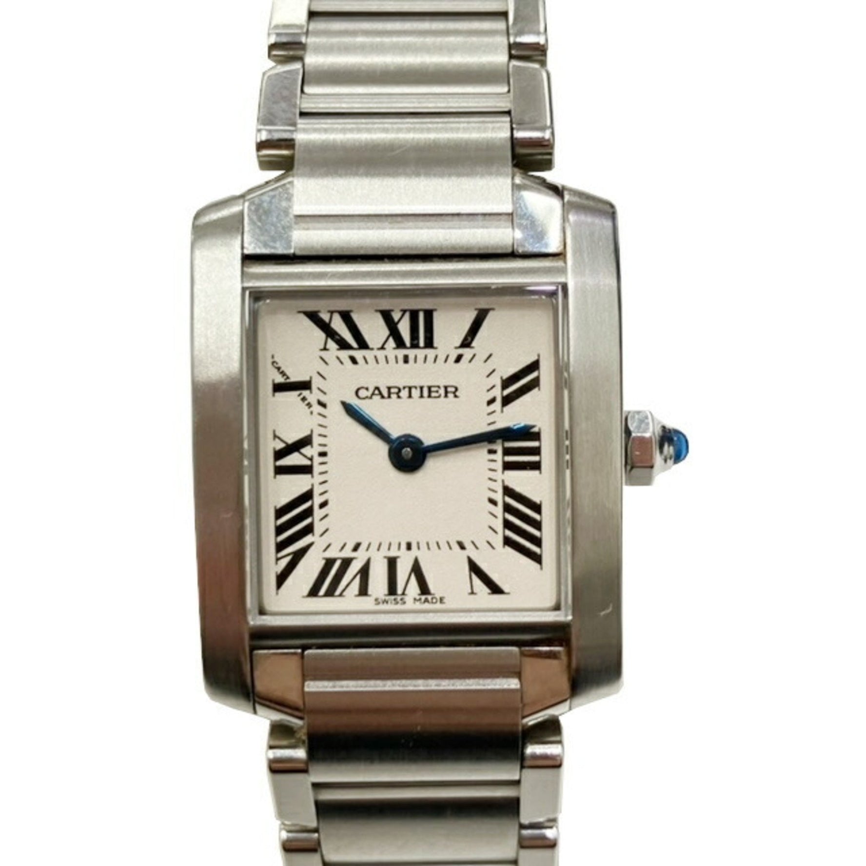 Cartier Tank Francaise SM SS Stainless Steel Quartz Ladies Watch White Dial