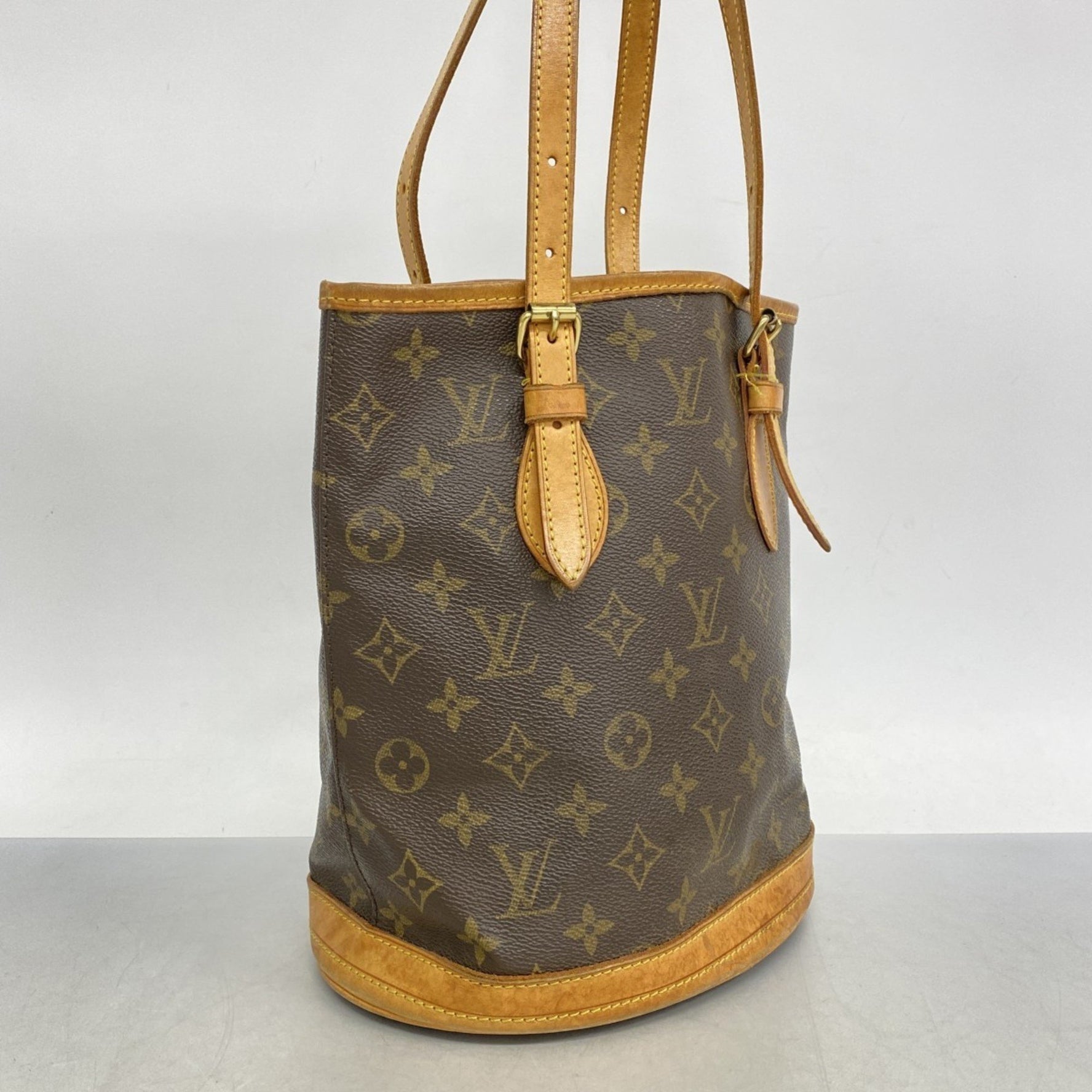 Louis Vuitton Monogram Bucket PM Tote Bag M42238 Brown Women's