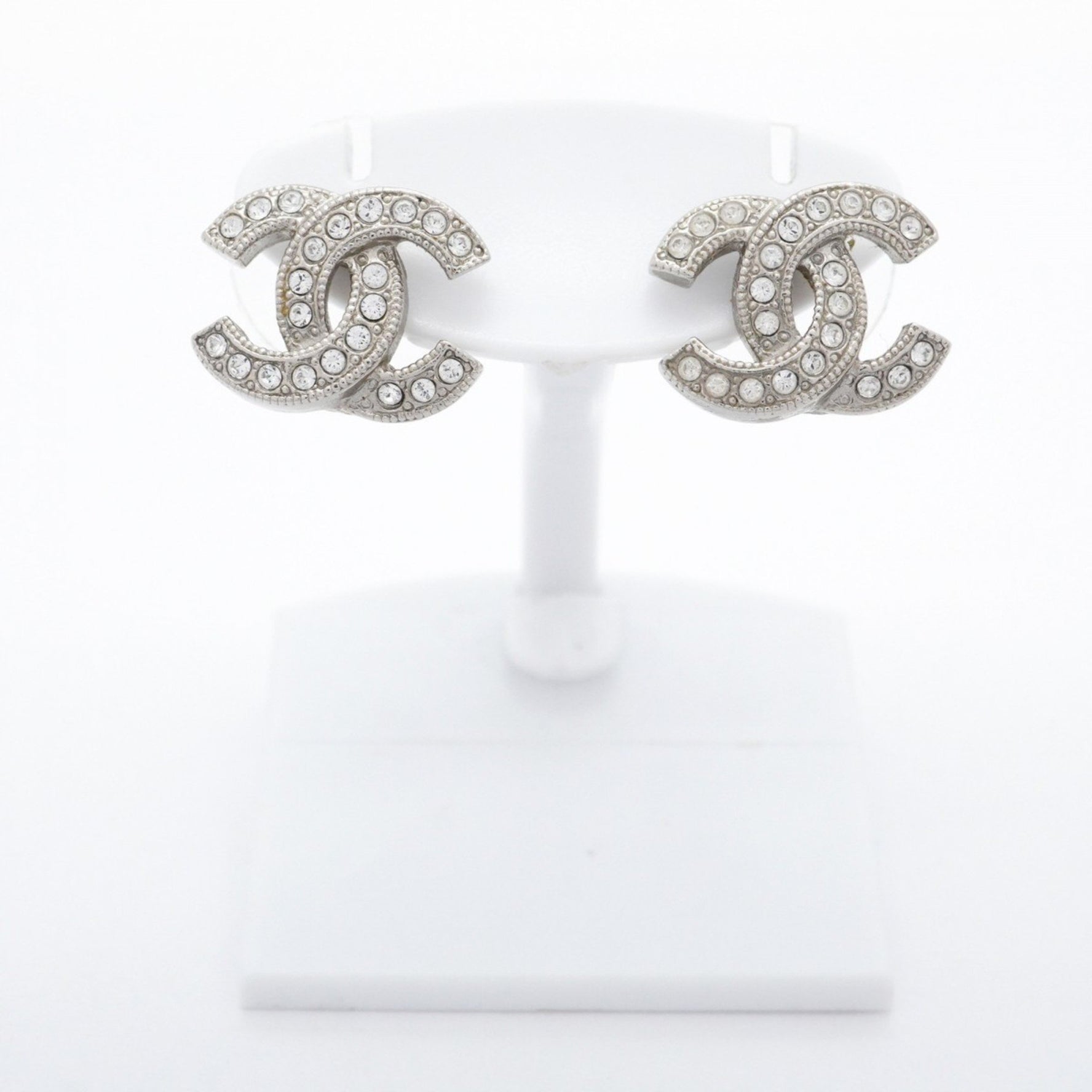 Chanel Coco Mark Metal Rhinestone Earrings