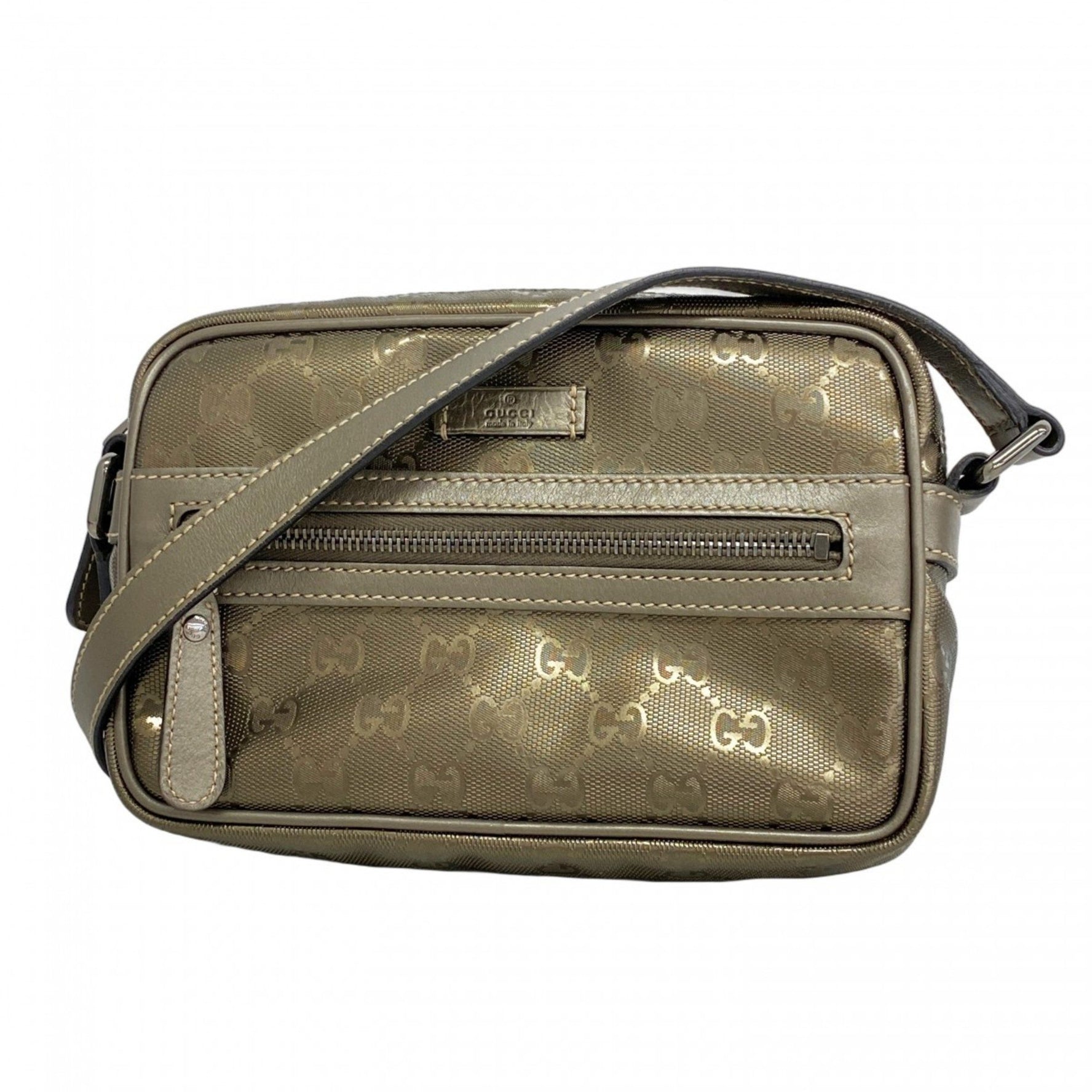 Gucci GG Imprime Shoulder Bag Coated Canvas Bronze Women's