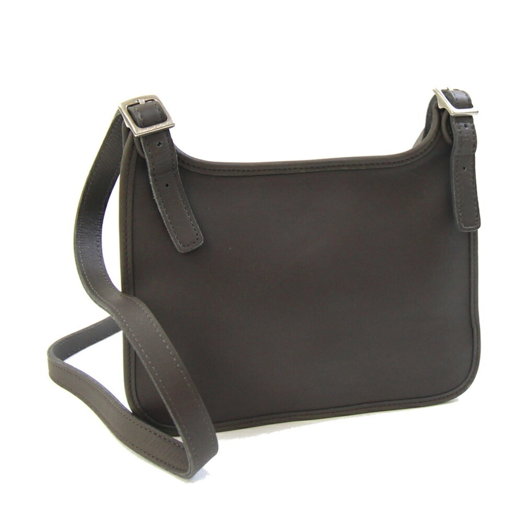 Coach Shoulder Bag 9142 Charcoal Leather Pochette Crossbody Old