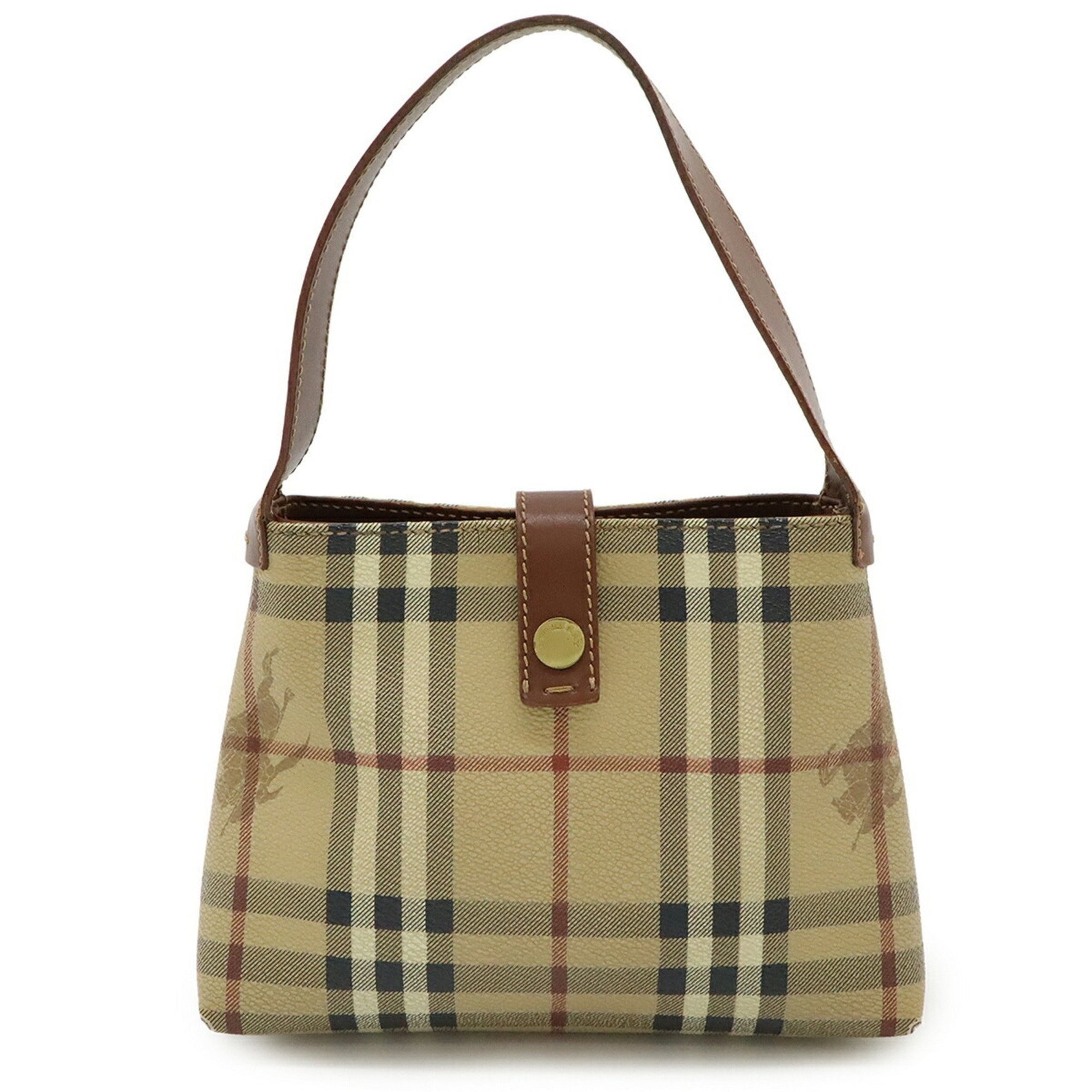 BURBERRY Shadow Horse Nova Check Handbag in PVC and Leather, available Beige, Dark Brown, Black, Red.