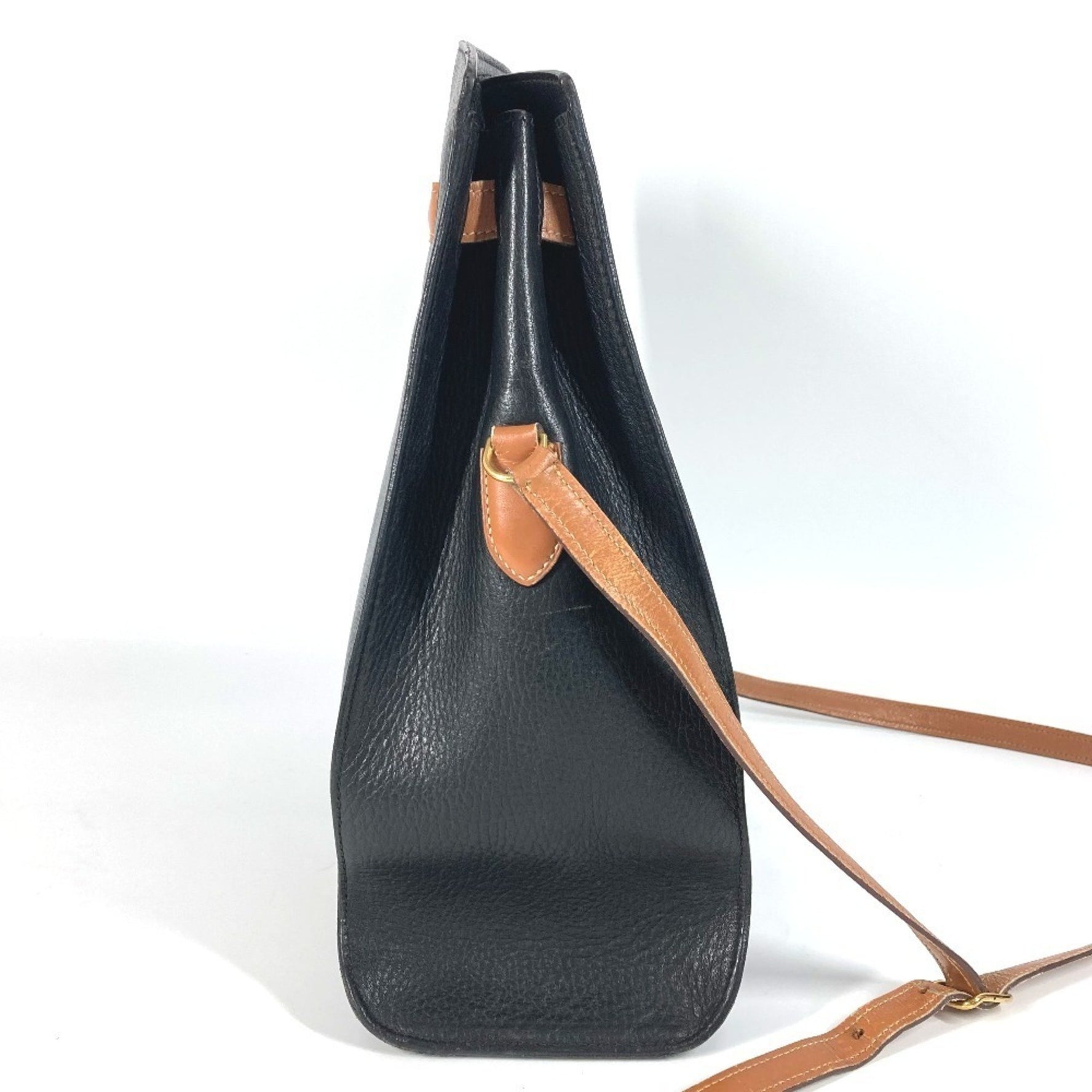 HERMES Vintage Kelly Sport GM Two-Tone Ardennes Shoulder Bag, Women's, Black