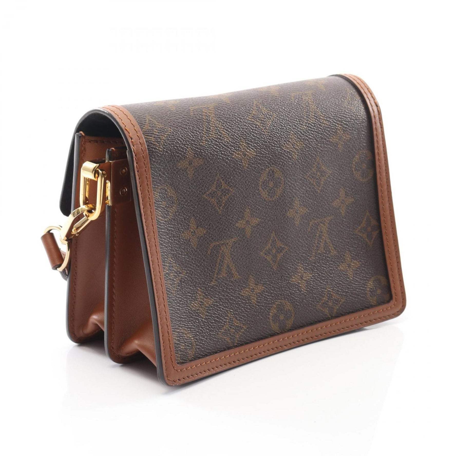 Louis Vuitton Dauphine Mini Shoulder Bag, Coated Canvas and Leather, Monogram Reverse, Brown Beige