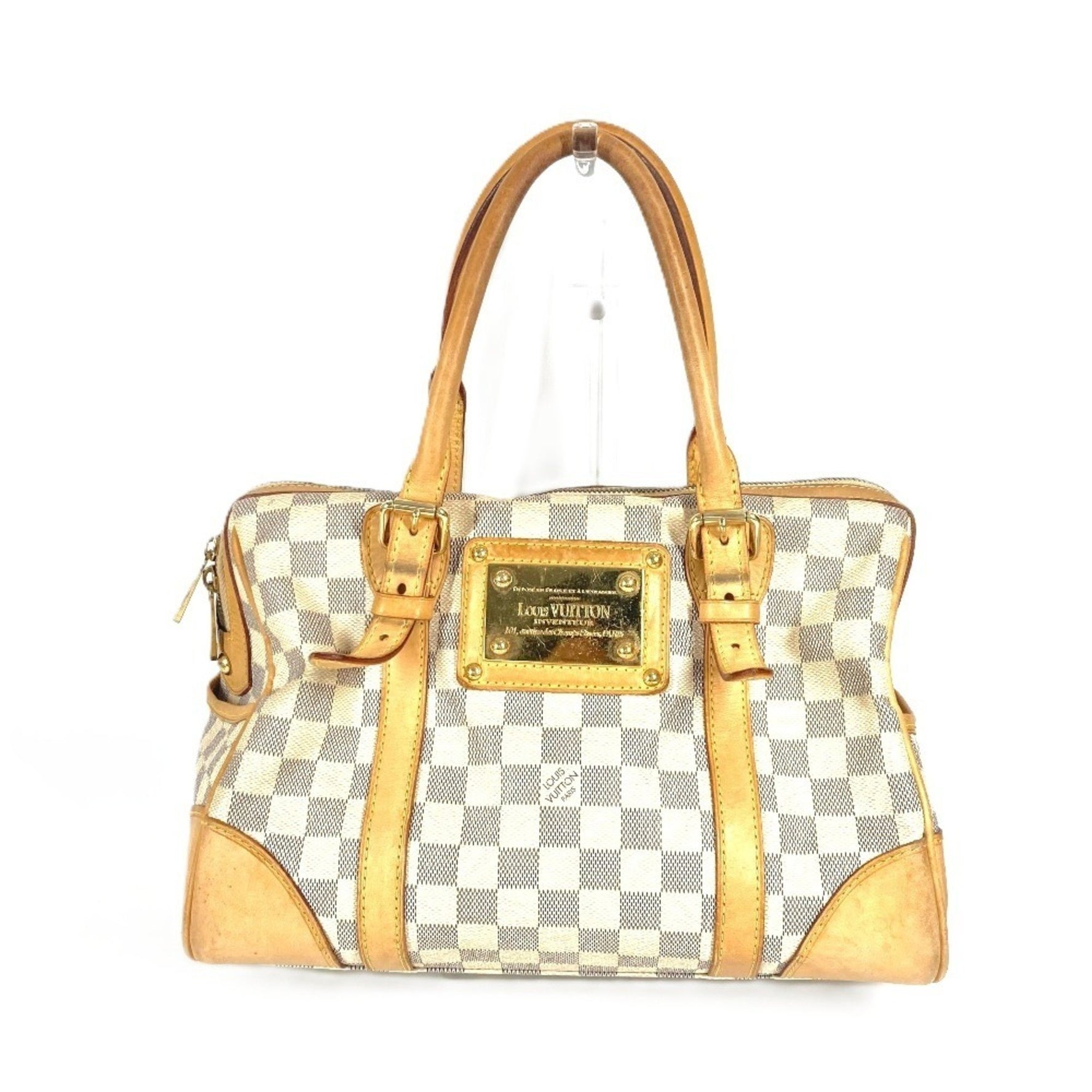 LOUIS VUITTON N52001 Damier Azur Berkeley PM Tote Bag Handbag Canvas Women's White