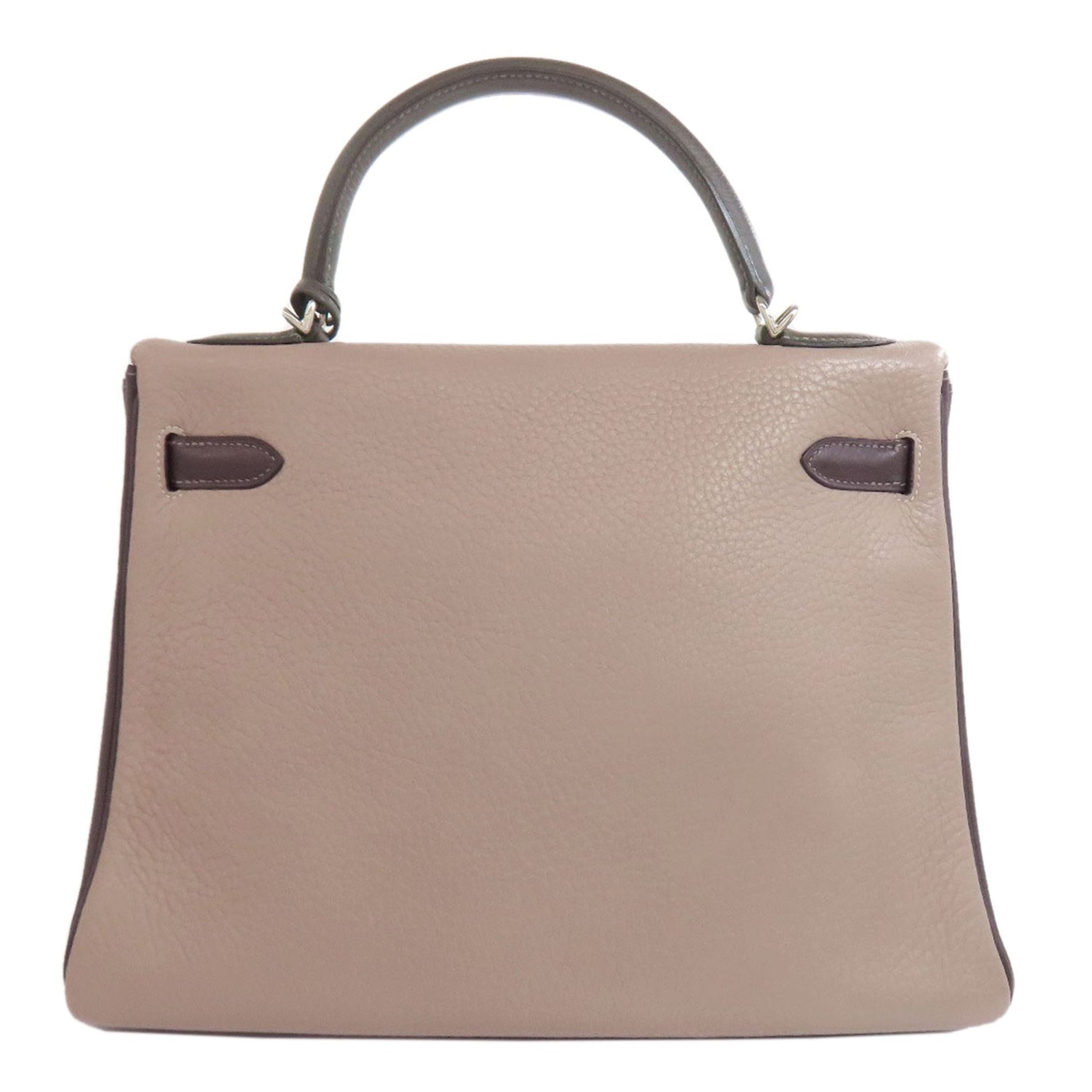 Hermes Hermès Kelly 32 handbag with silver hardware and tricolor lining, Taurillon, for women.