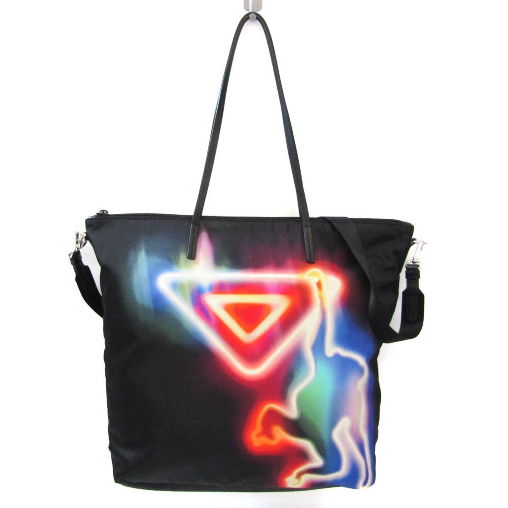 Prada MONKEY LOGO 1BG189 Women,Men Tessuto Stampato,Leather Tote Bag Black,Multi-color