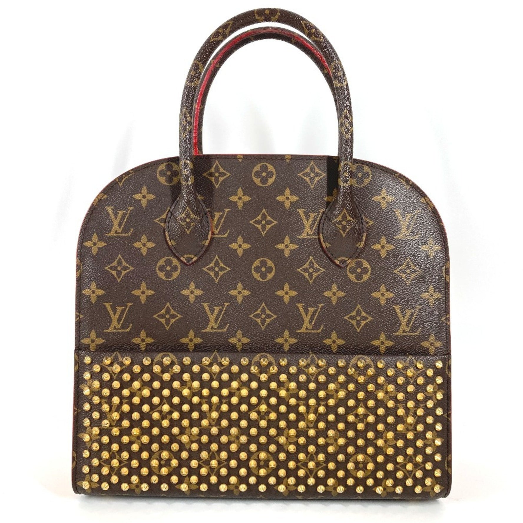 Louis Vuitton Monogram Studs Iconoclast Christian Louboutin Collaboration Tote Bag Handbag Canvas Pony Leather Brown