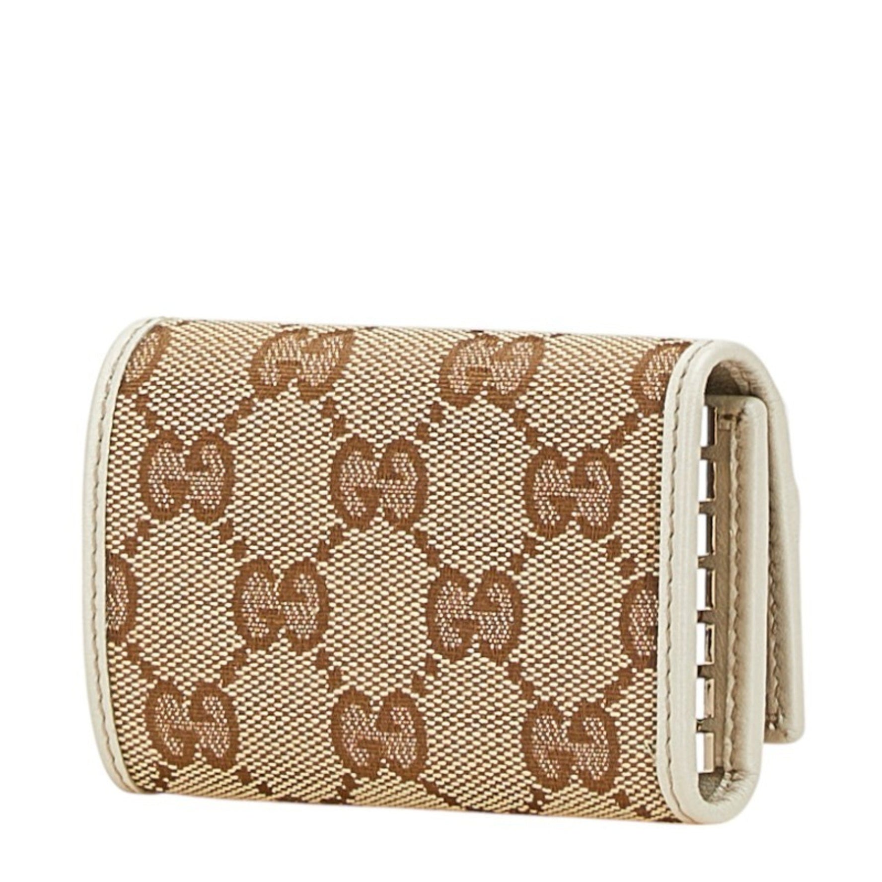 Gucci GG Canvas Sherry Line Ribbon 6-Ring Key Case Beige Multicolor Leather Women's GUCCI
