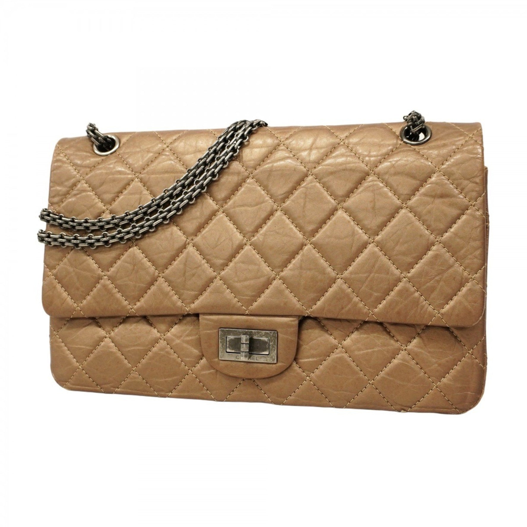 Chanel Shoulder Bag 2.55 Matelasse Double Flap Chain Lambskin Gold