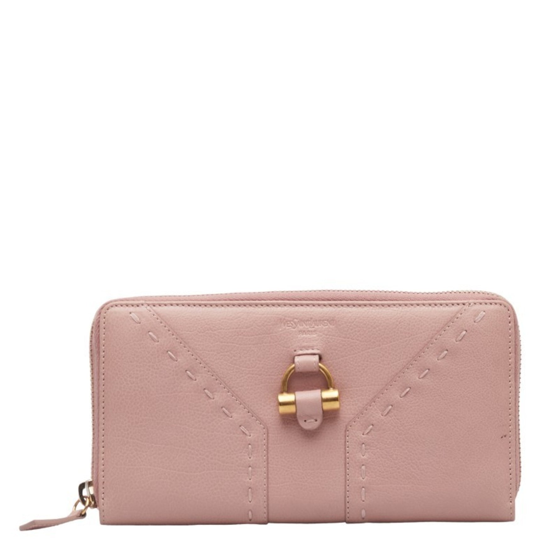 Saint Laurent Muse Round Long Wallet Pink Leather Women's SAINT LAURENT