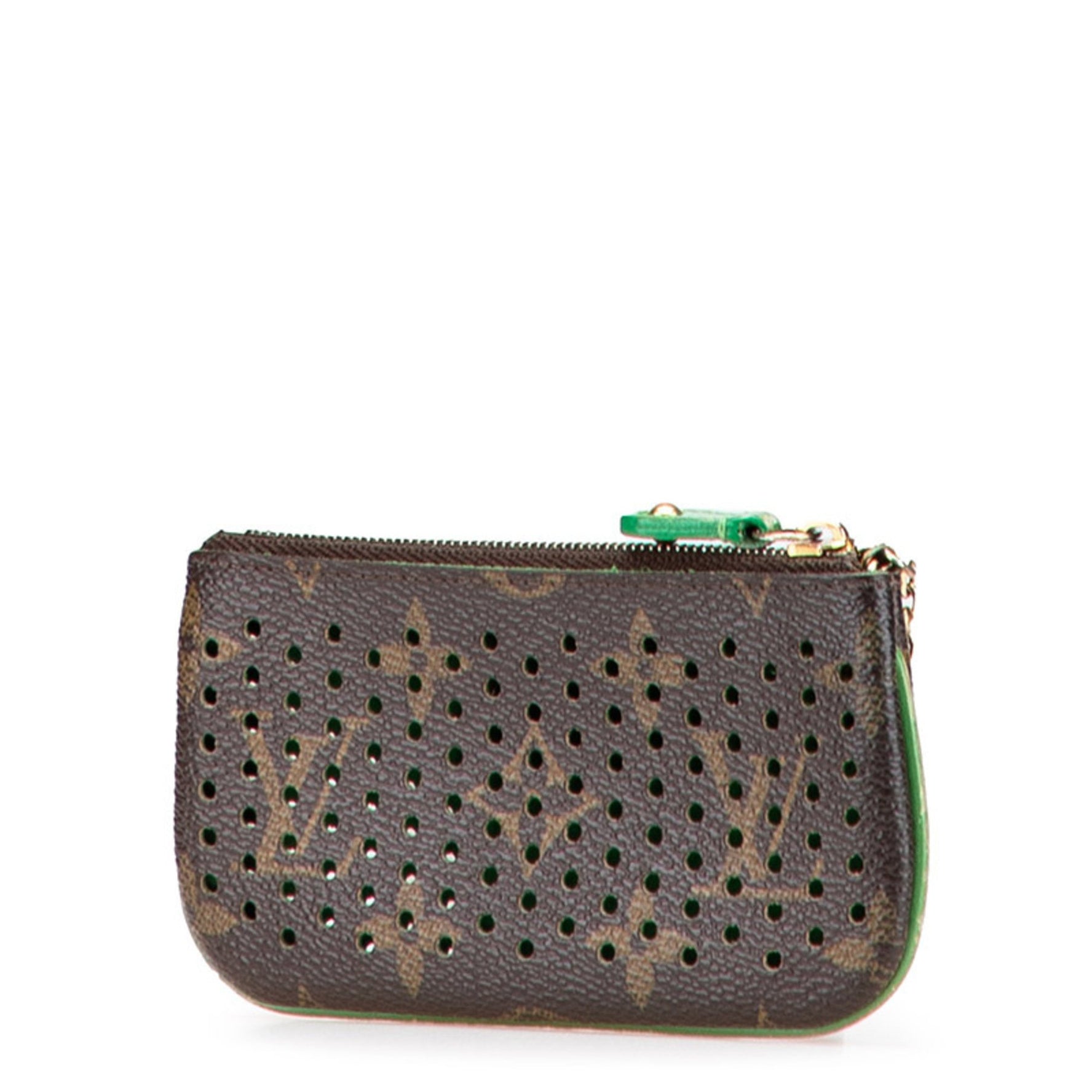 Louis Vuitton Monogram Perforated Pochette Clé Wallet/Coin Case Brown Vert Leather LOUIS VUITTON