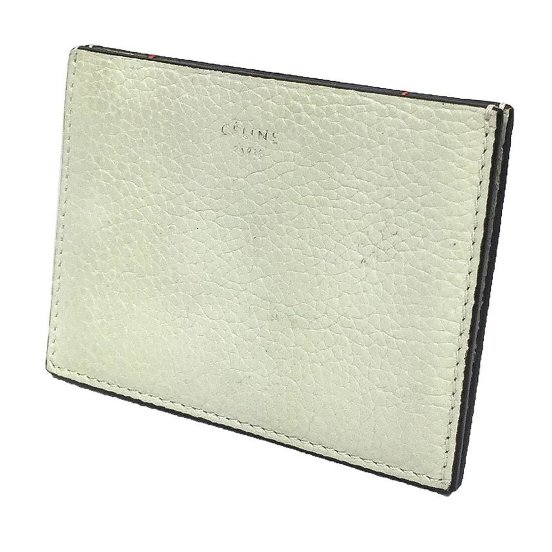 CELINE Card Case Leather Light Gray Wallet