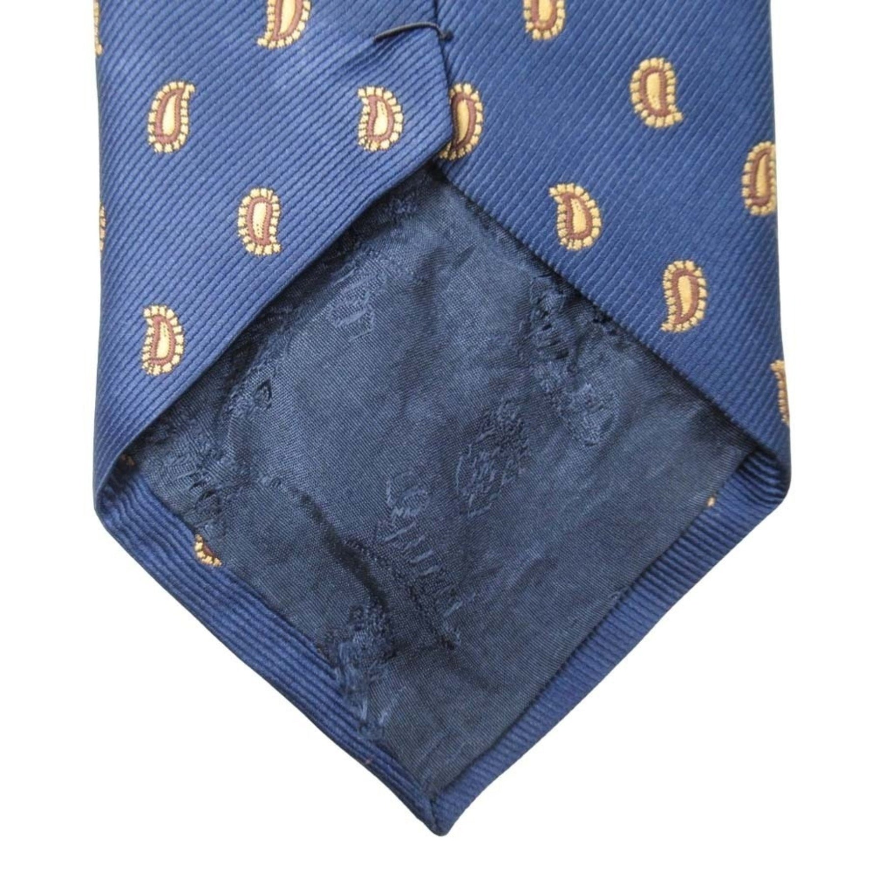 GUCCI Paisley Pattern Necktie Silk Twill All-over Regular Tie Blue