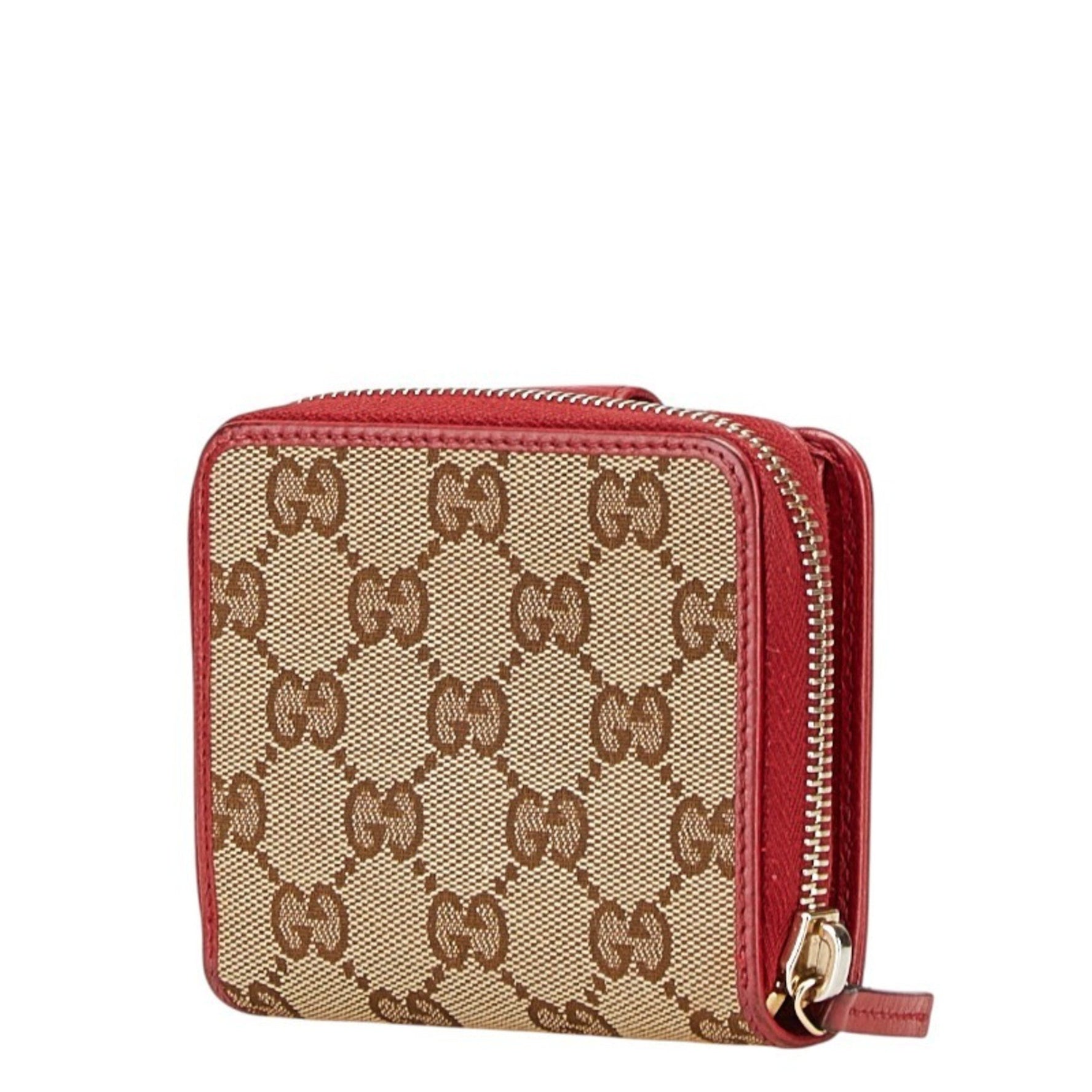 Gucci GG Canvas Long Wallet Beige Red