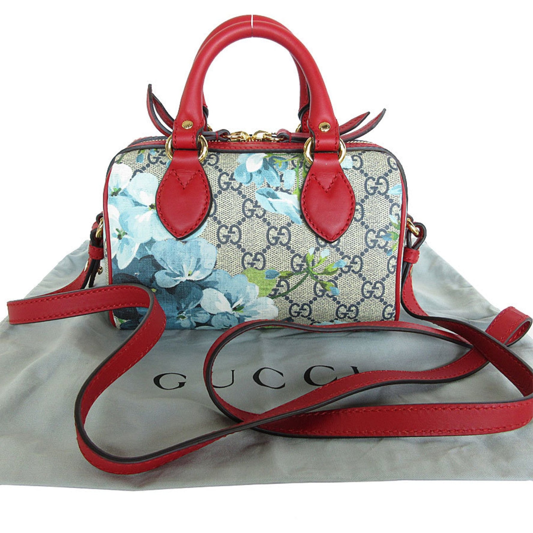 GUCCI Handbag Shoulder Bag GG Bloom Leather Blue Red Gold Women's s0409j